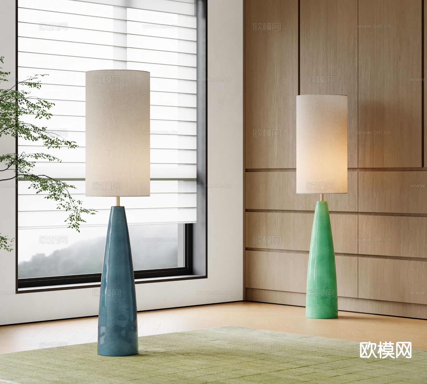 中古风落地灯3d模型下载