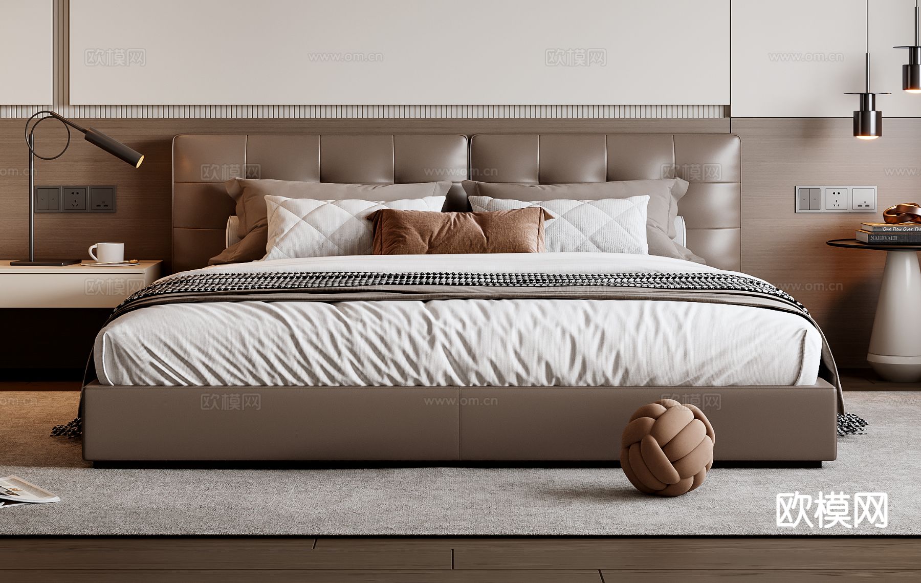 意式双人床3d模型下载