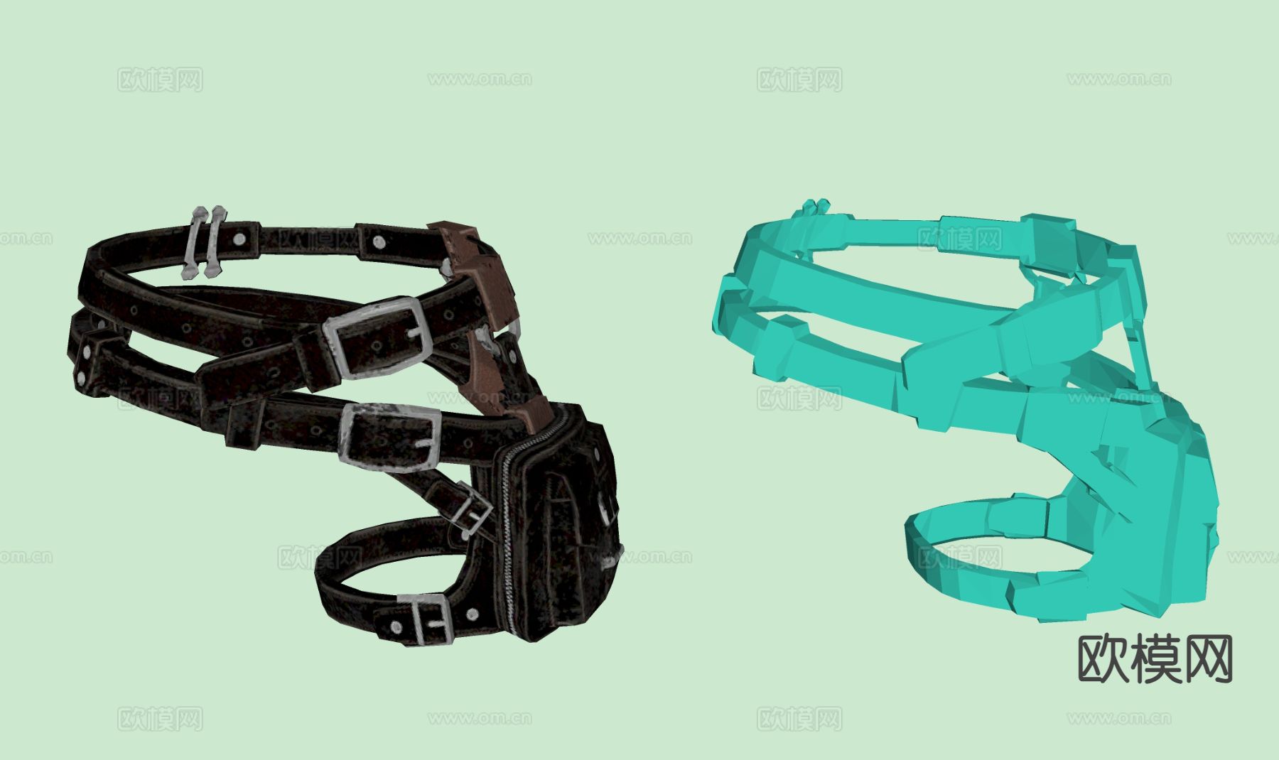 警用腰带装备su模型下载（渲染图1）