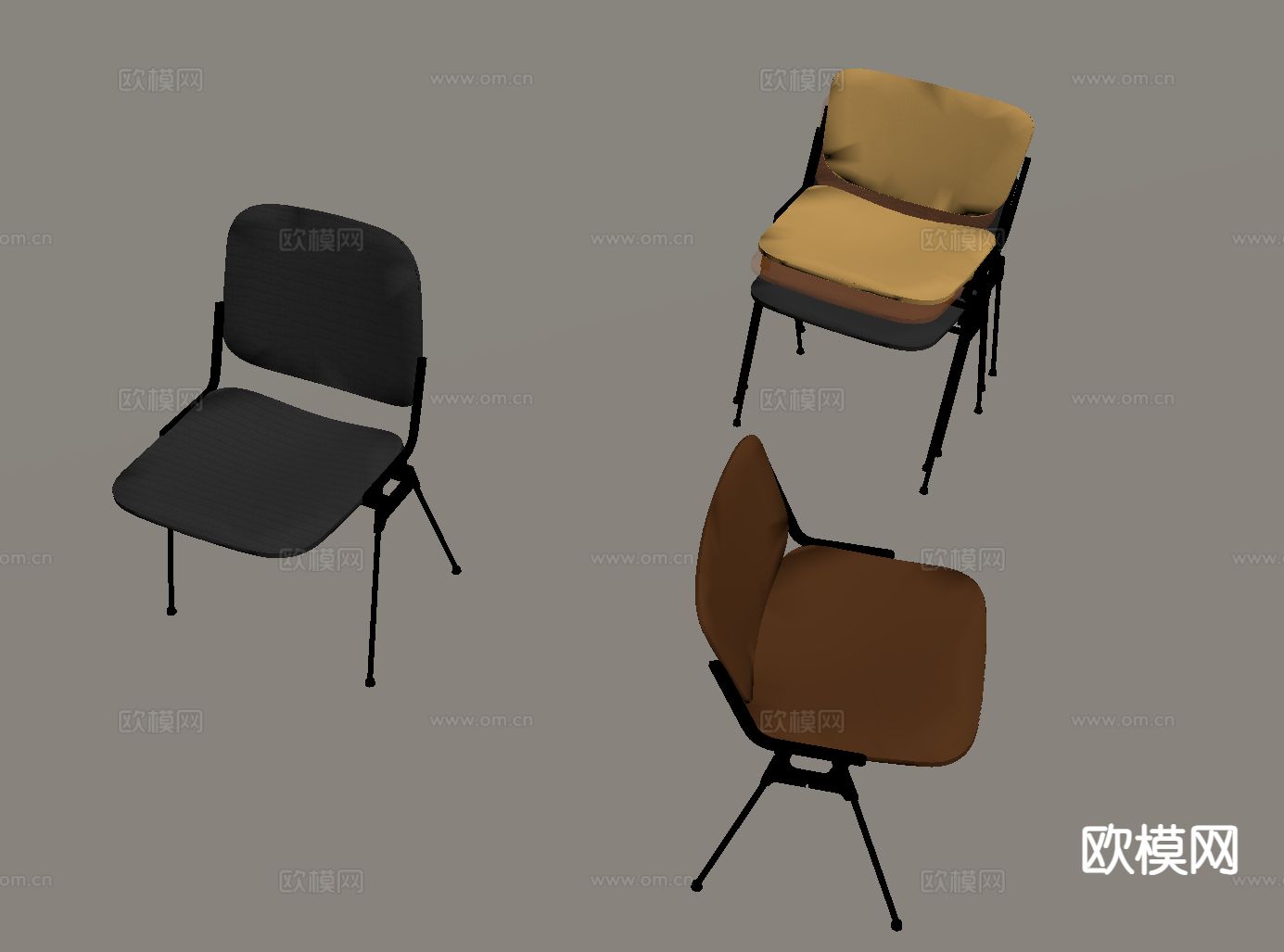 中古风椅子 餐椅su模型下载（渲染图1）