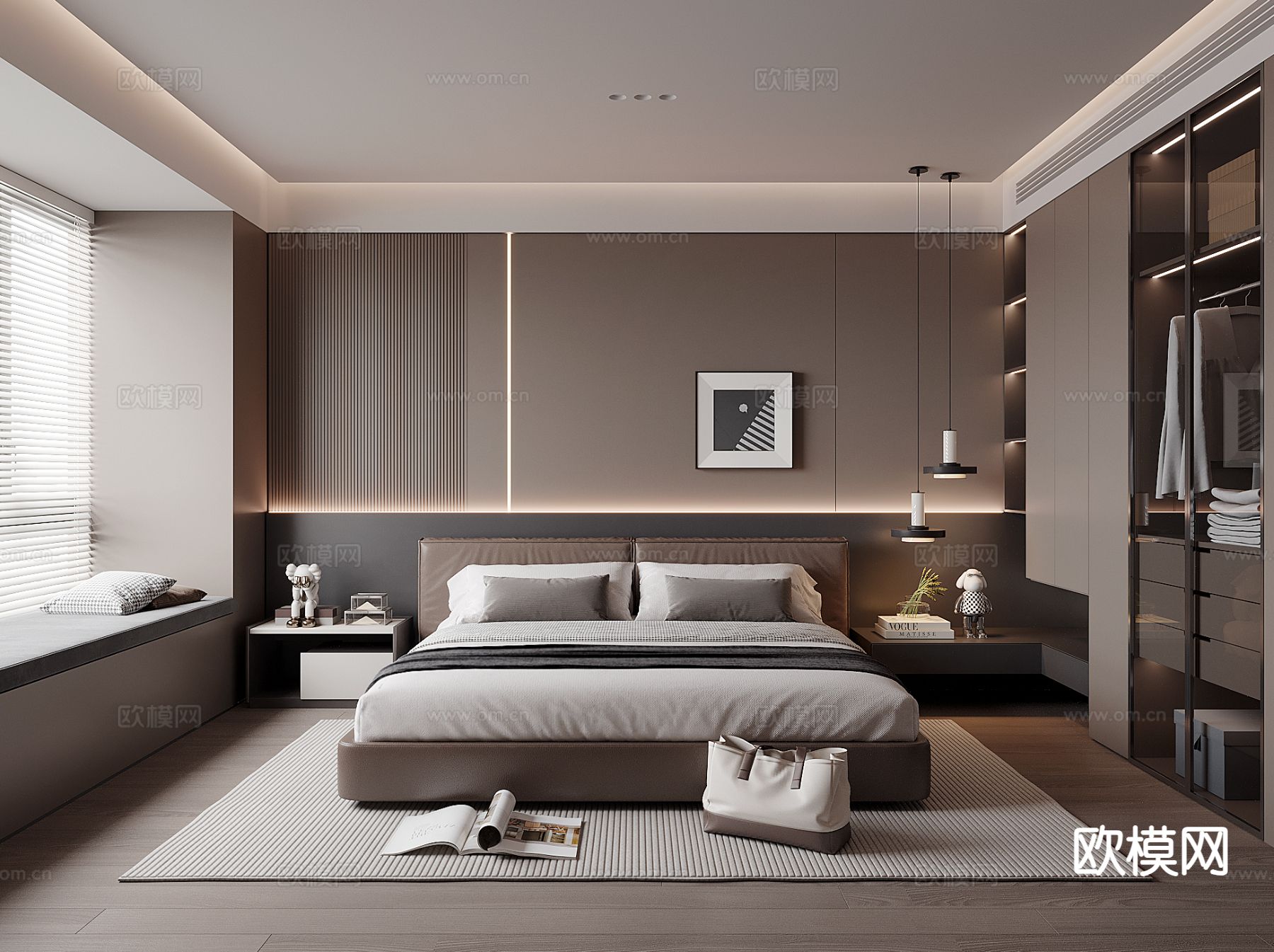 现代卧室 主卧3d模型下载
