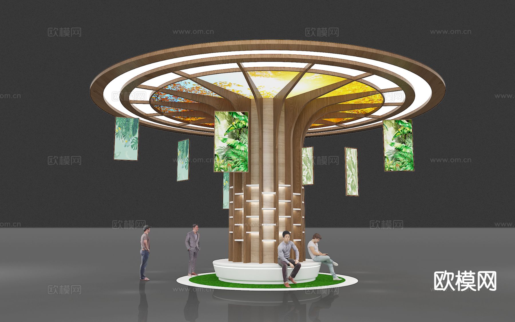 现代科技树包柱3d模型下载