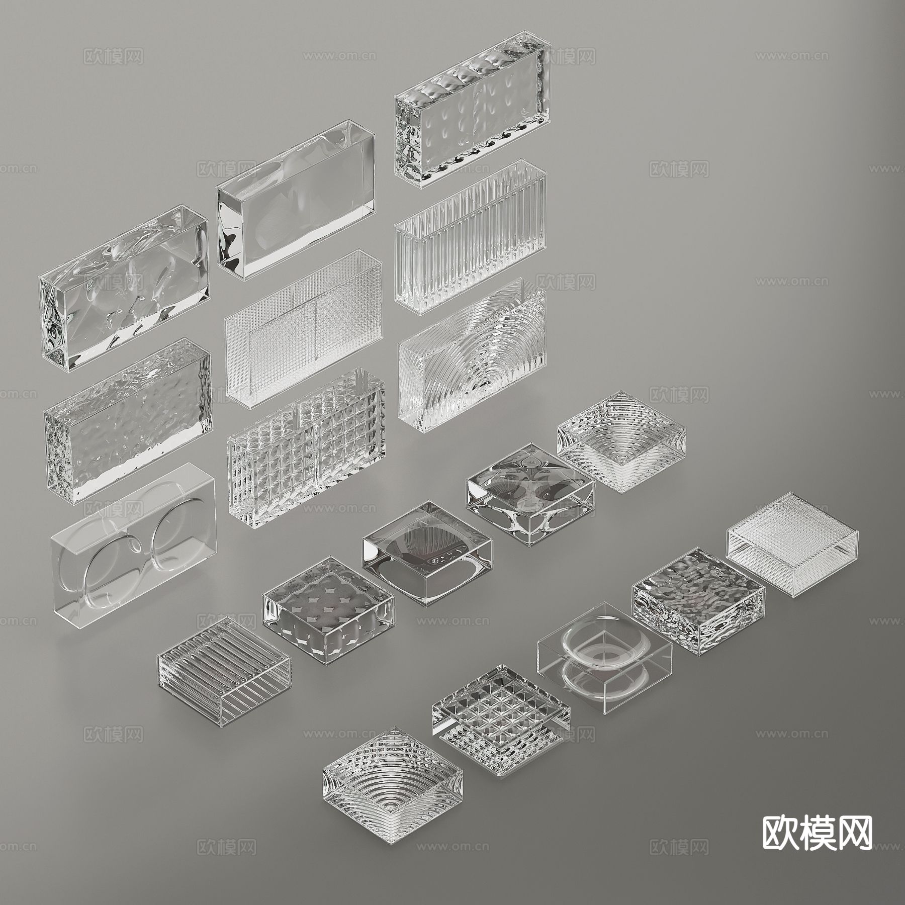 现代玻璃砖隔断3d模型