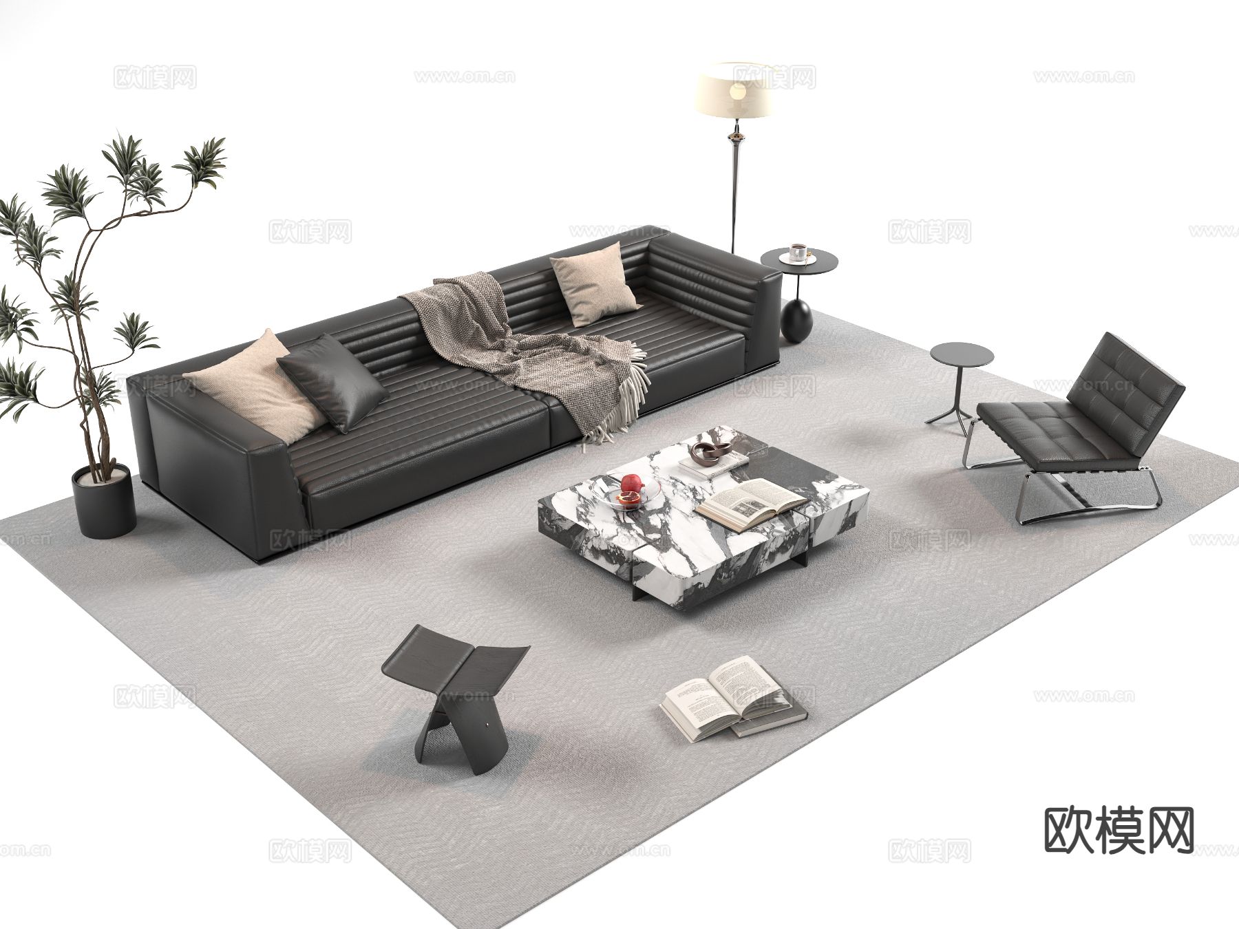 现代沙发组合3d模型下载