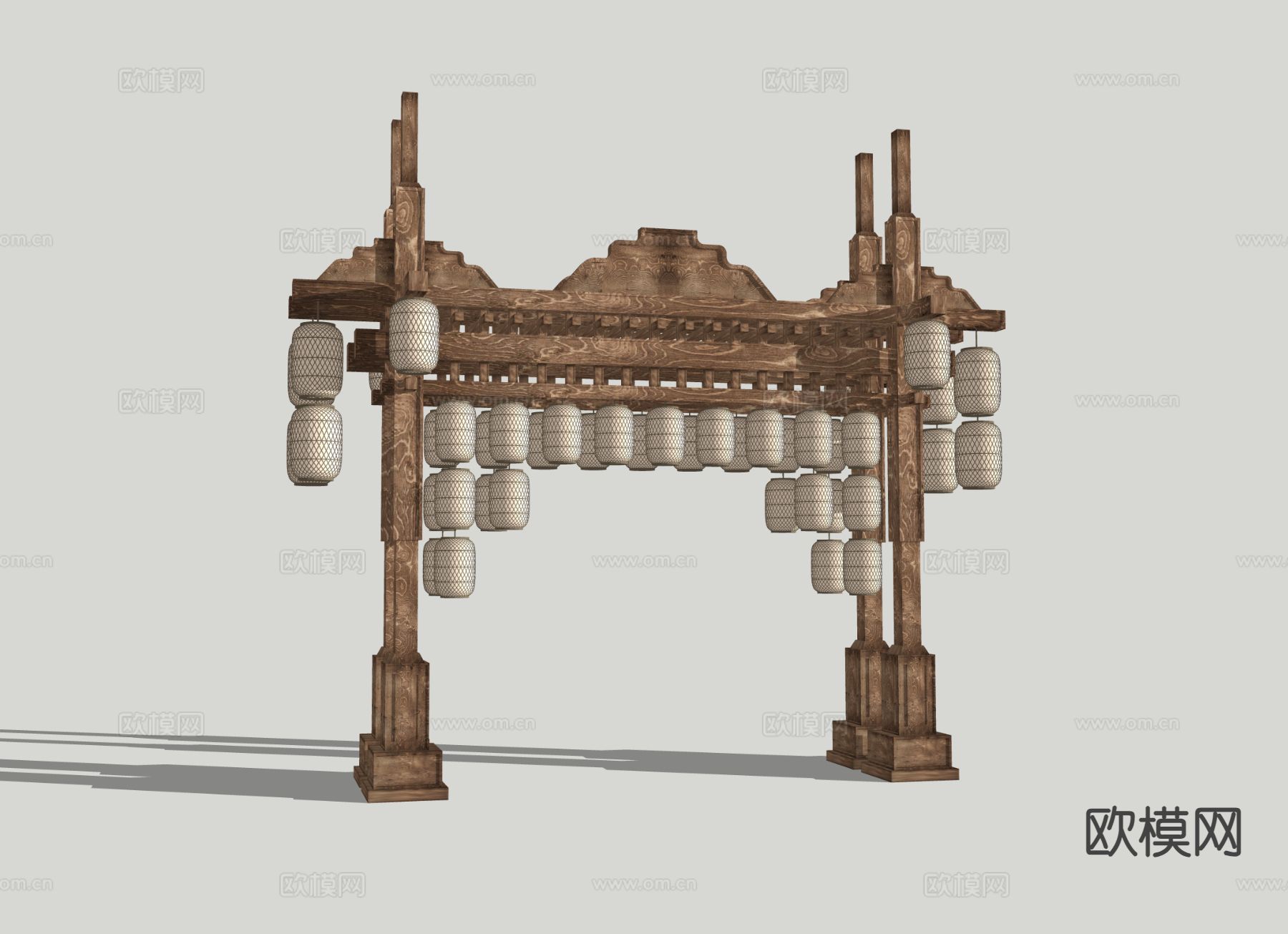 新中式古建牌坊 国潮入口3d模型