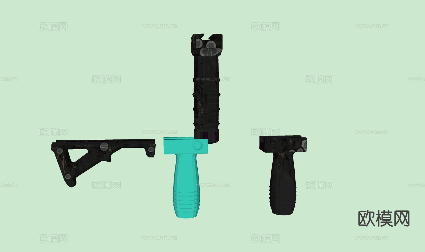 武器设备 枪托 弹匣su模型下载（渲染图1）