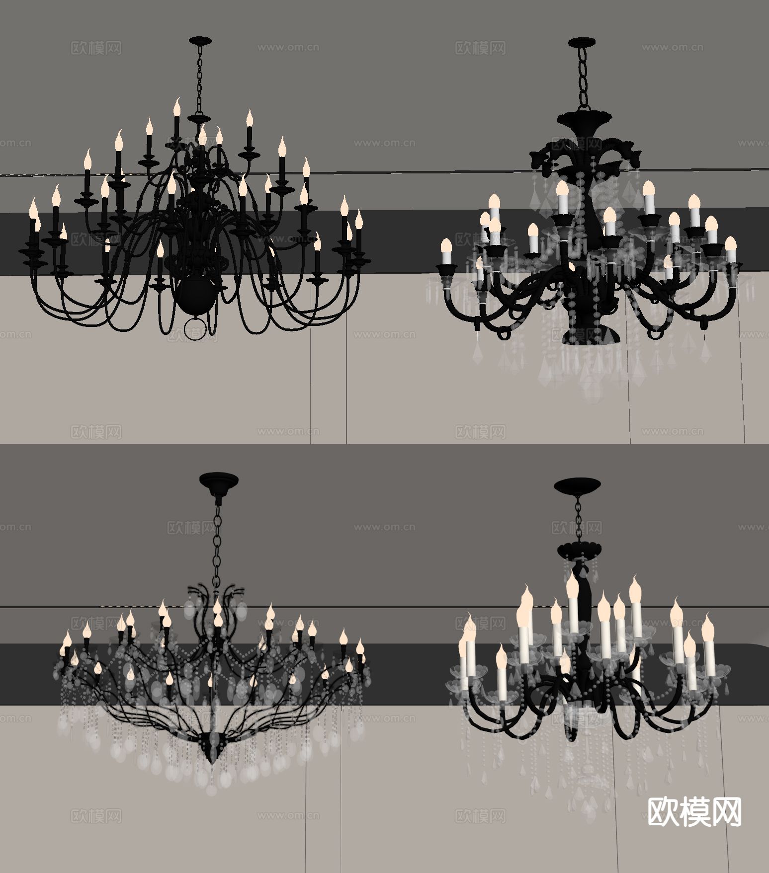 欧式吊灯 水晶吊灯su模型下载（渲染图1）