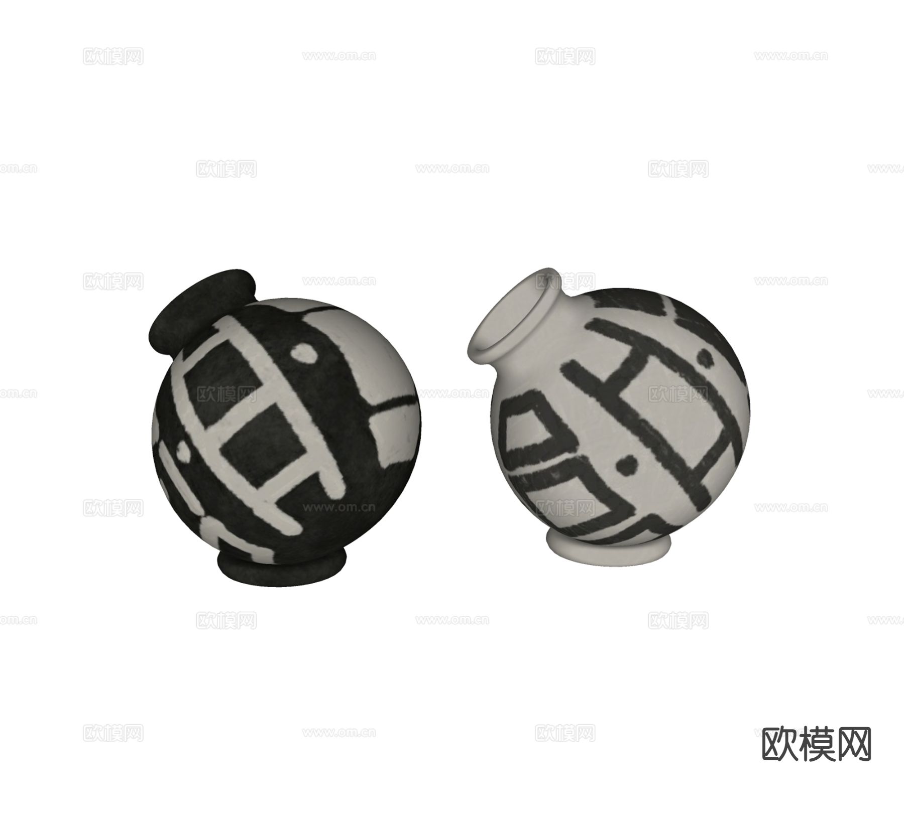 中古风陶瓷 器皿 花瓶su模型下载（渲染图1）