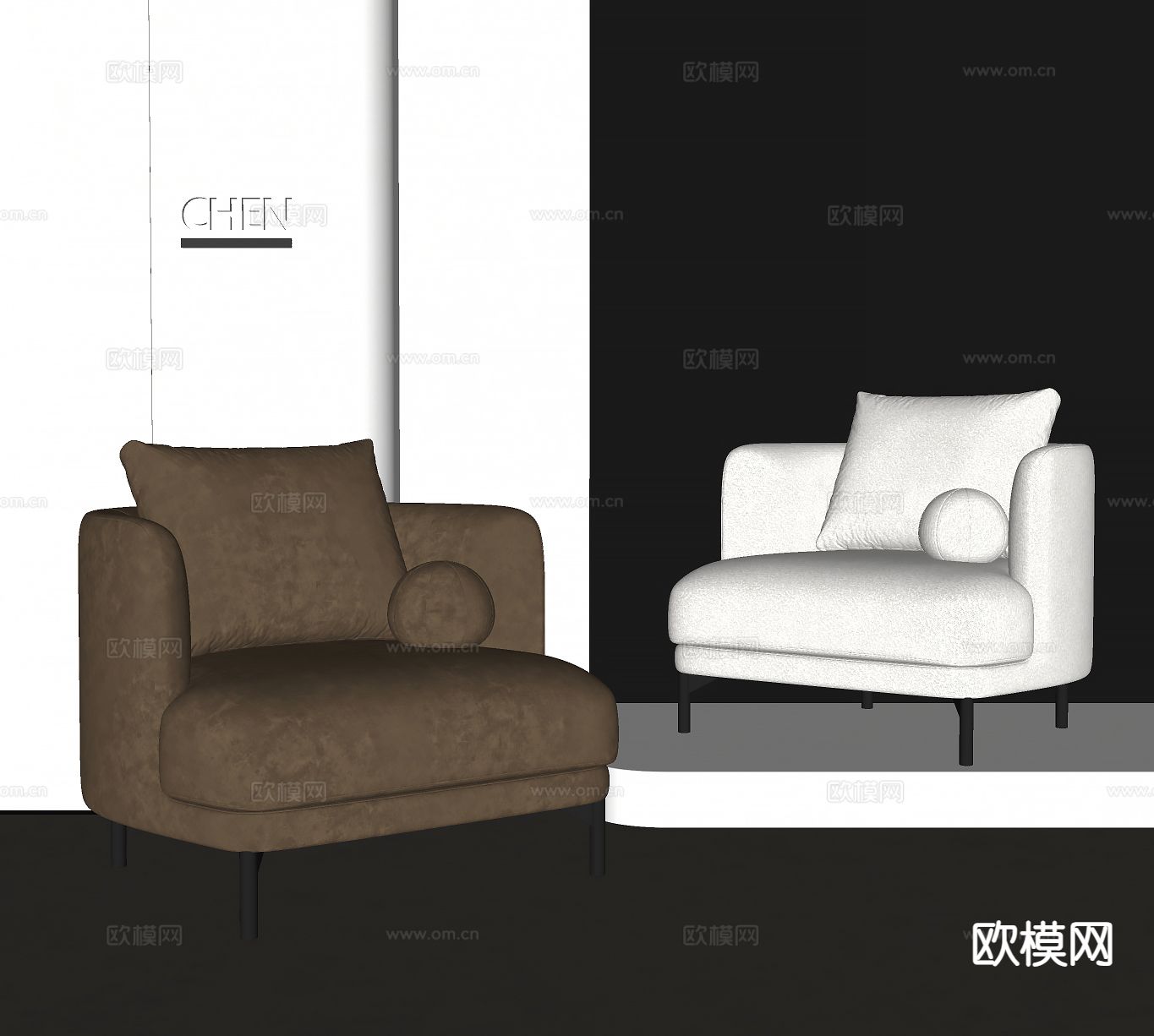 现代单人沙发su模型