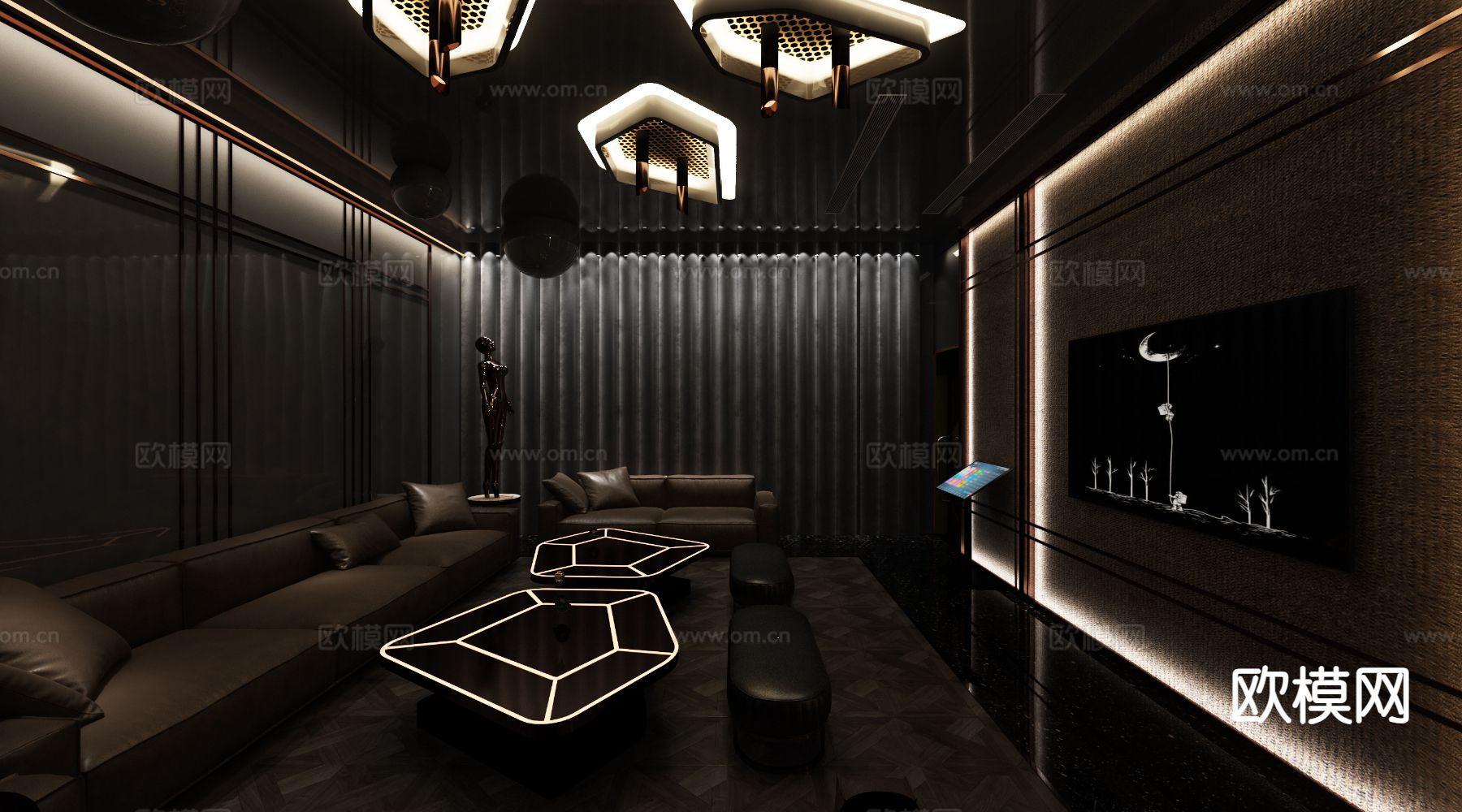 KTV包厢 夜总会 酒吧su模型下载（渲染图2）