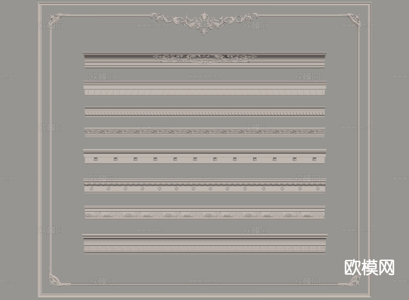 奶油风石膏线 顶角线su模型下载（渲染图1）