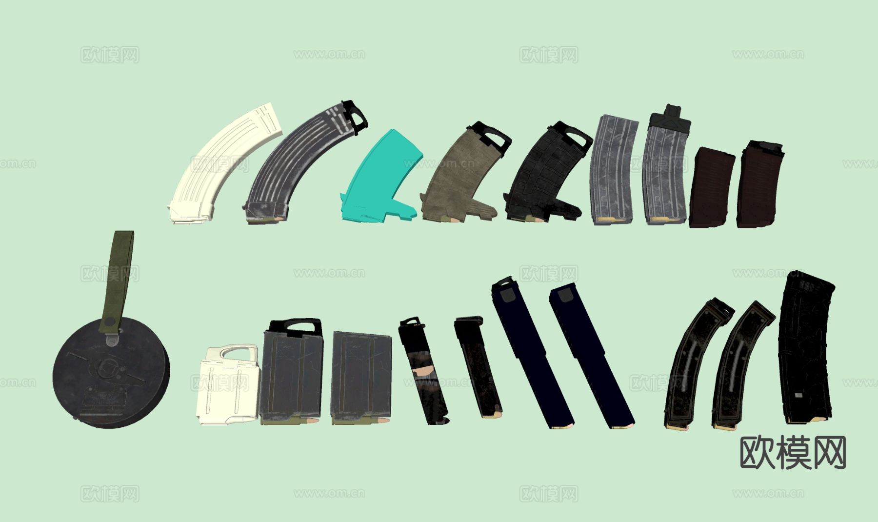 武器设备 枪托 弹匣su模型下载（渲染图1）