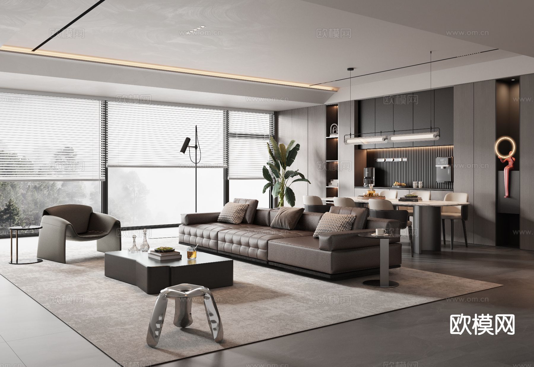 意式客厅3d模型下载