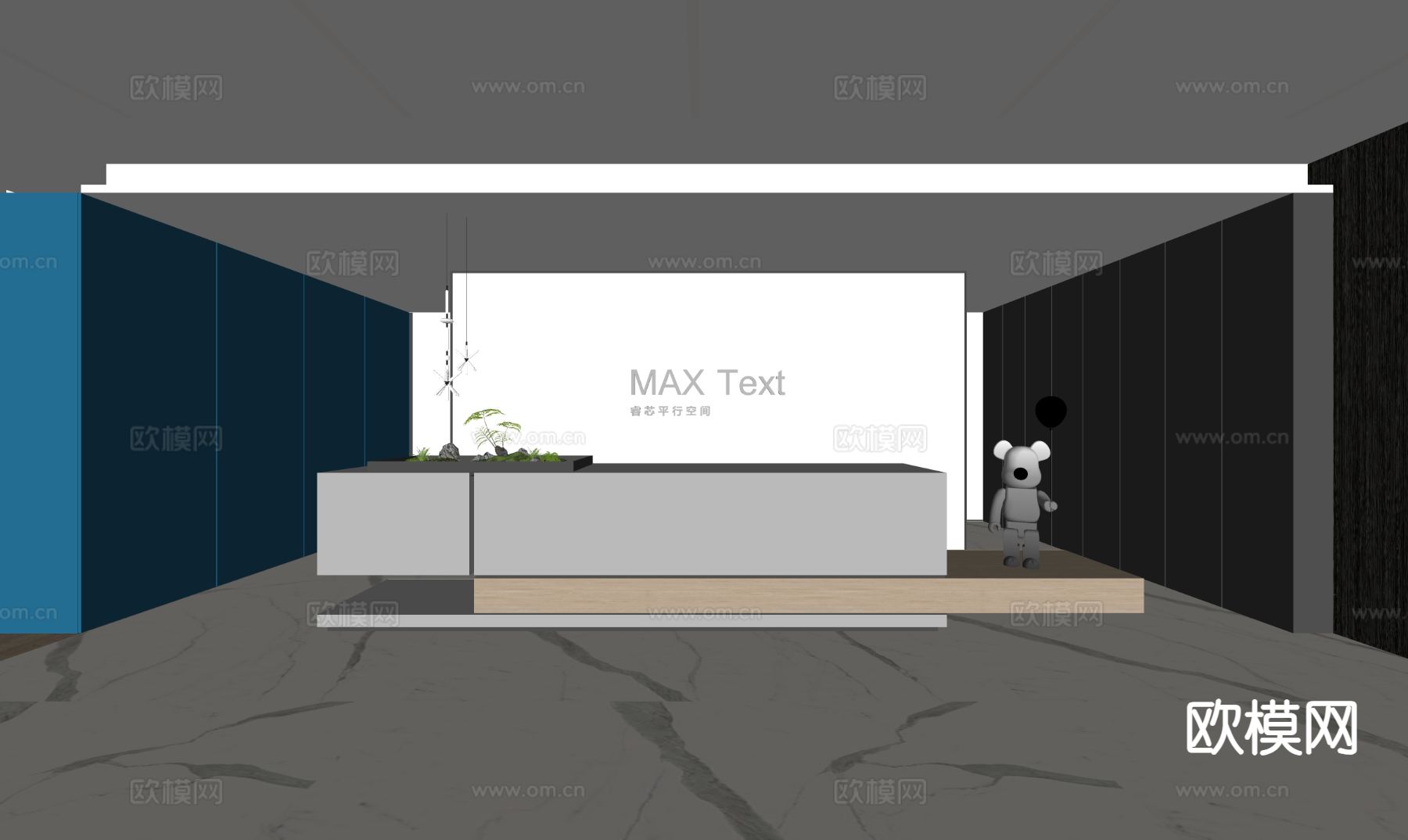 公司前台 接待su模型下载