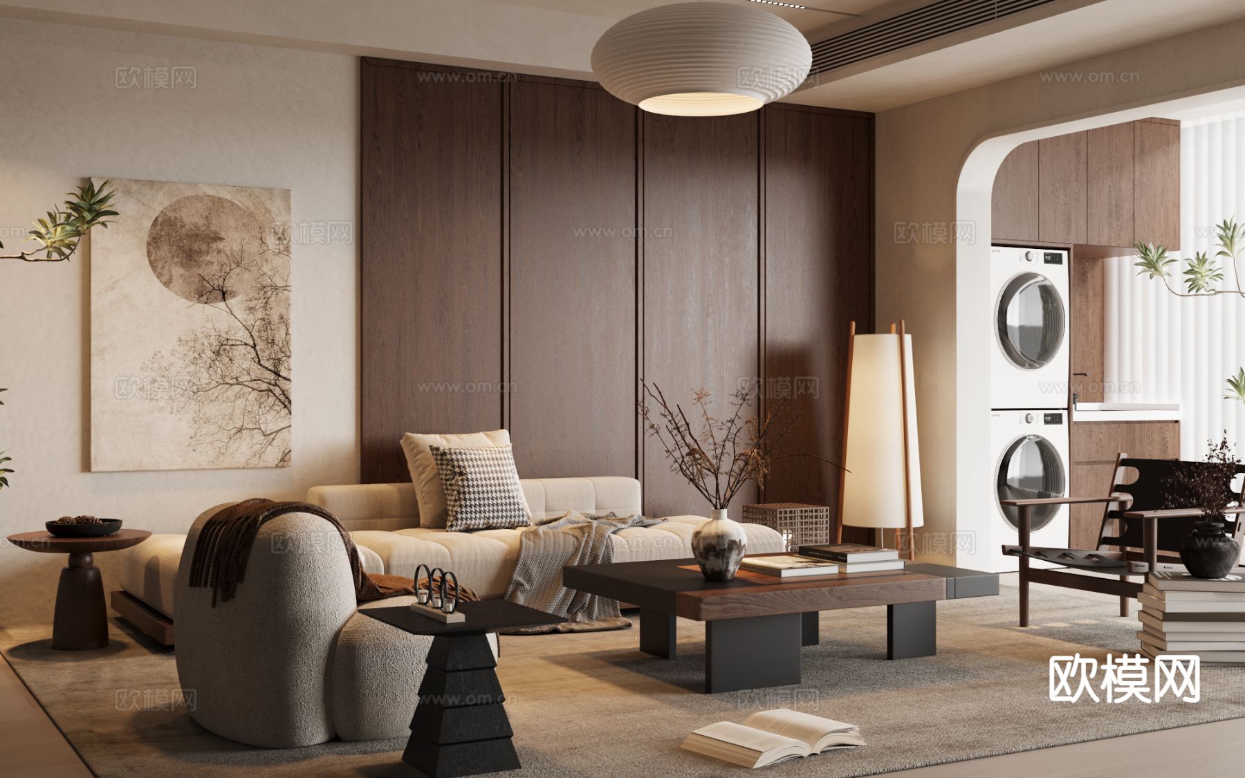 侘寂组合沙发su模型下载（渲染图2）