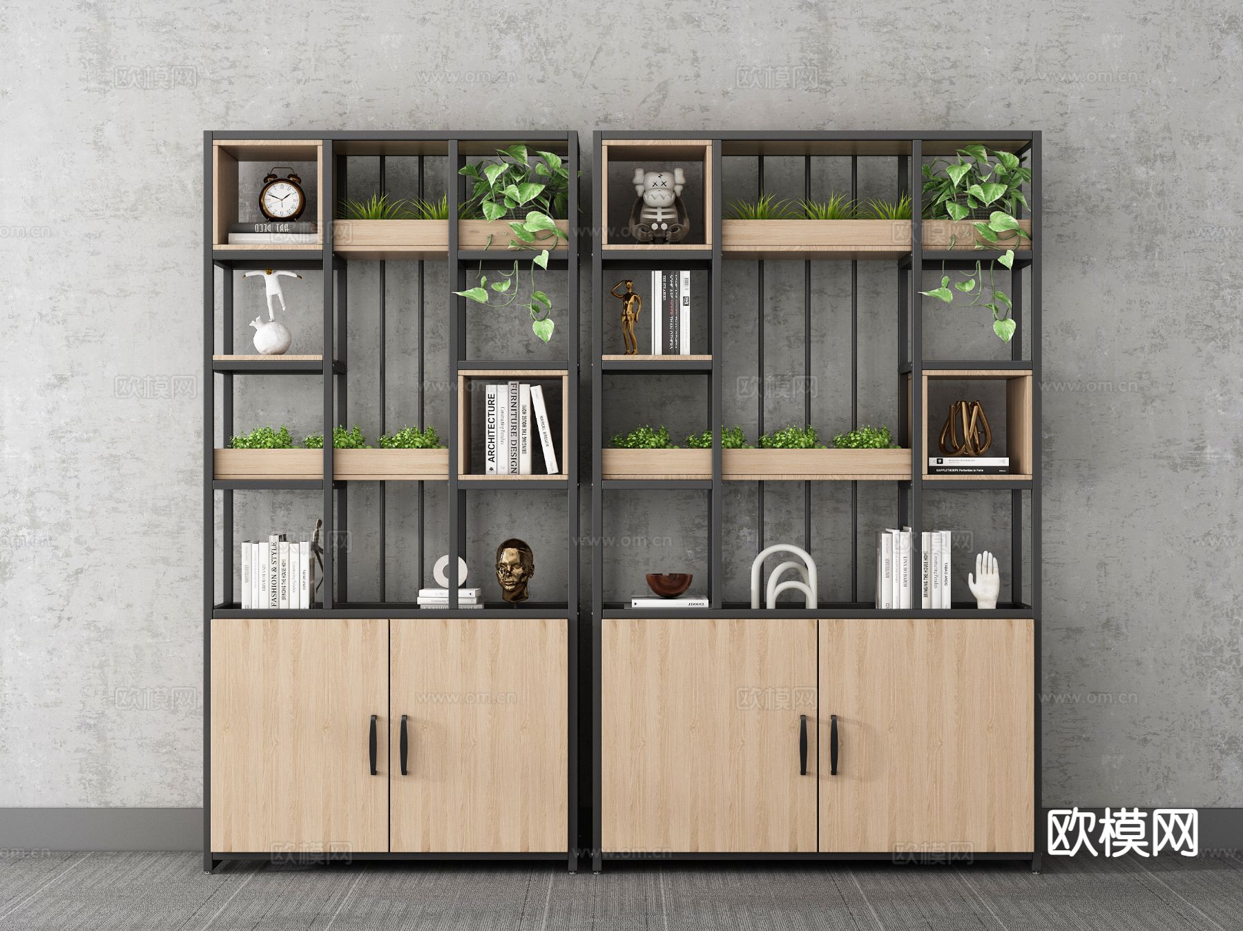 工业风隔断架 装饰柜su模型下载（渲染图2）