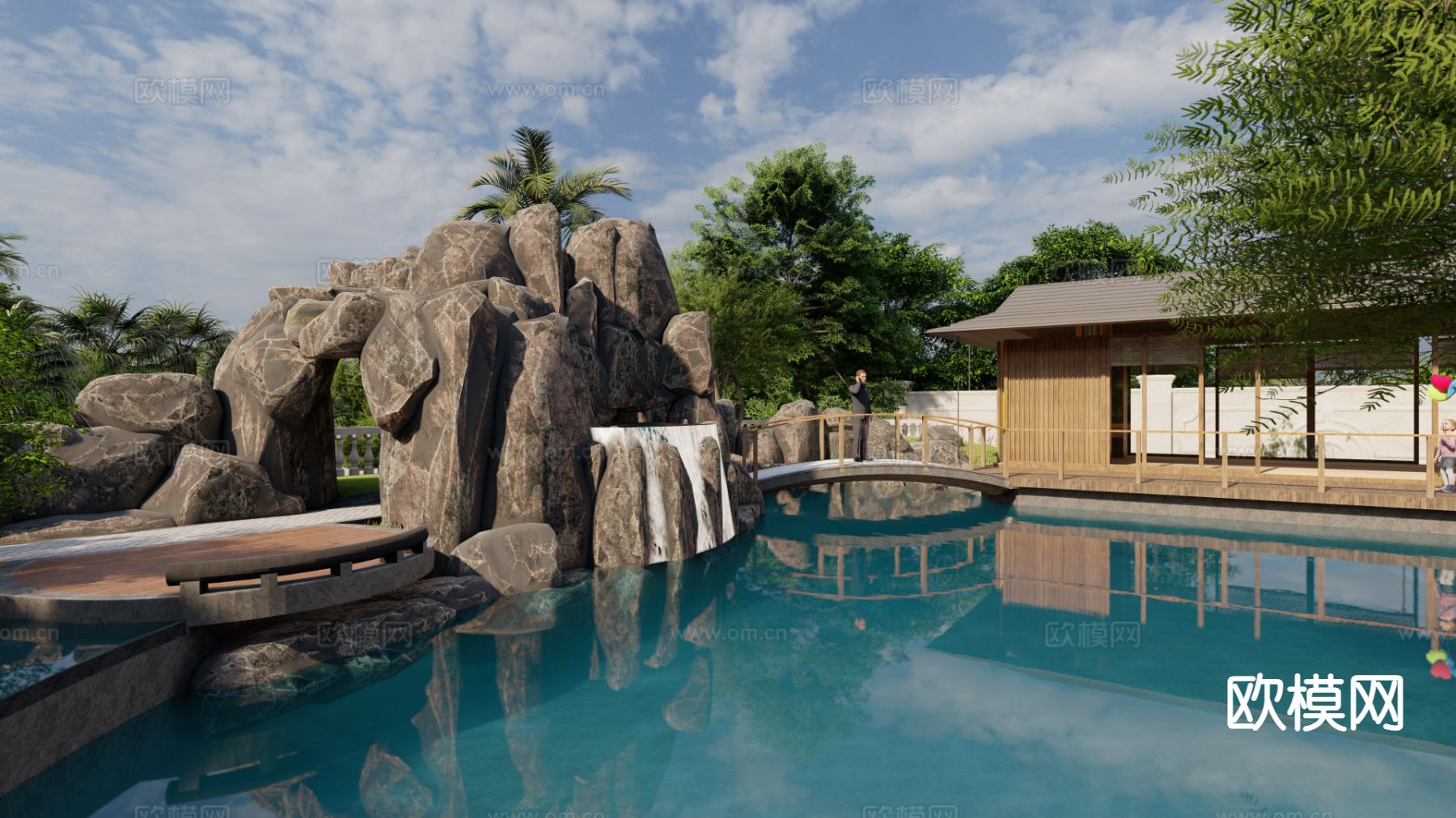 别墅庭院 花园su模型下载（渲染图2）