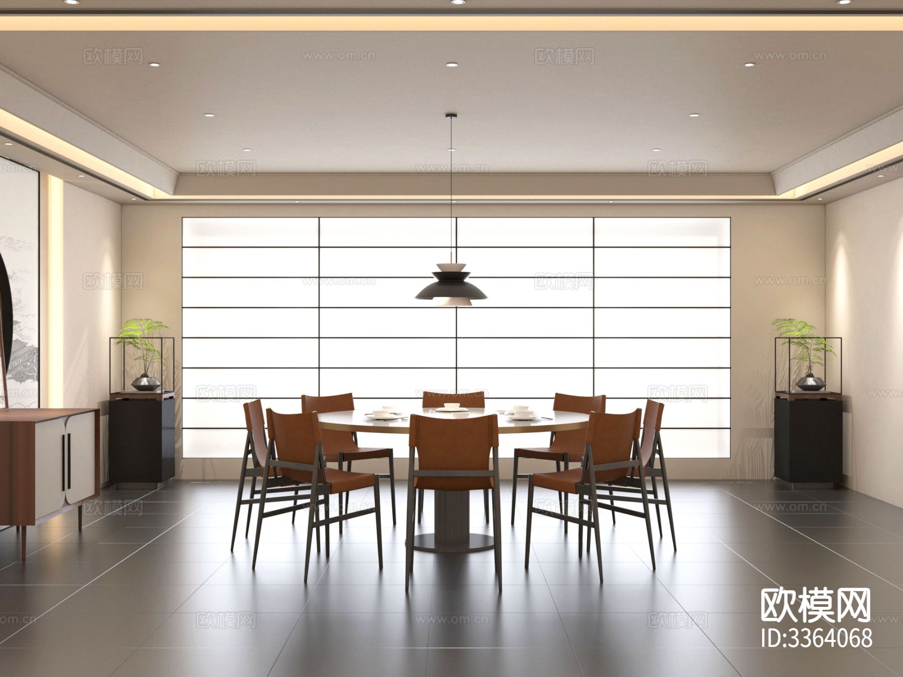 新中式餐厅装修效果图下载（渲染图3）