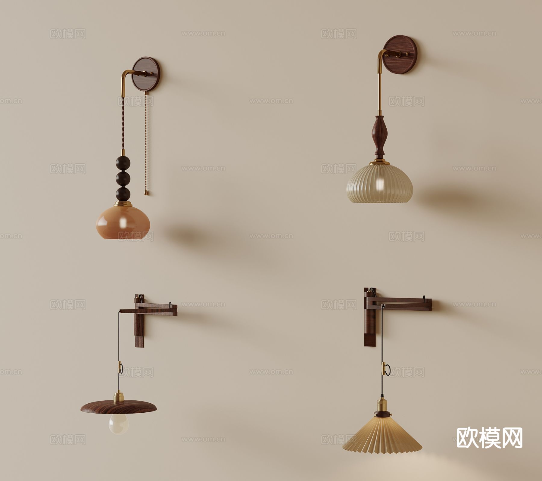 中古风壁灯3d模型下载