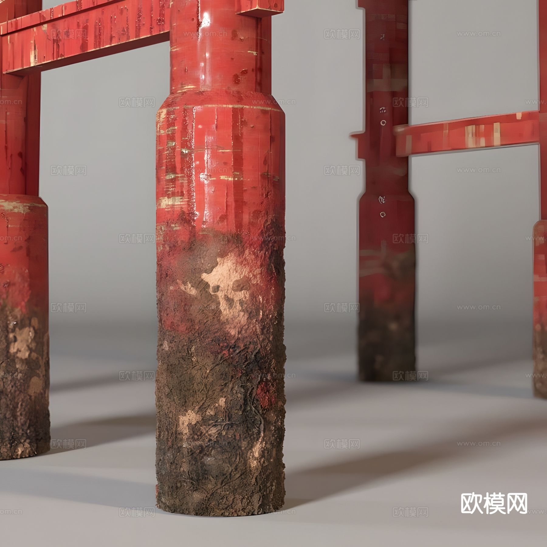 日式鸟居门构件3d模型下载（渲染图3）