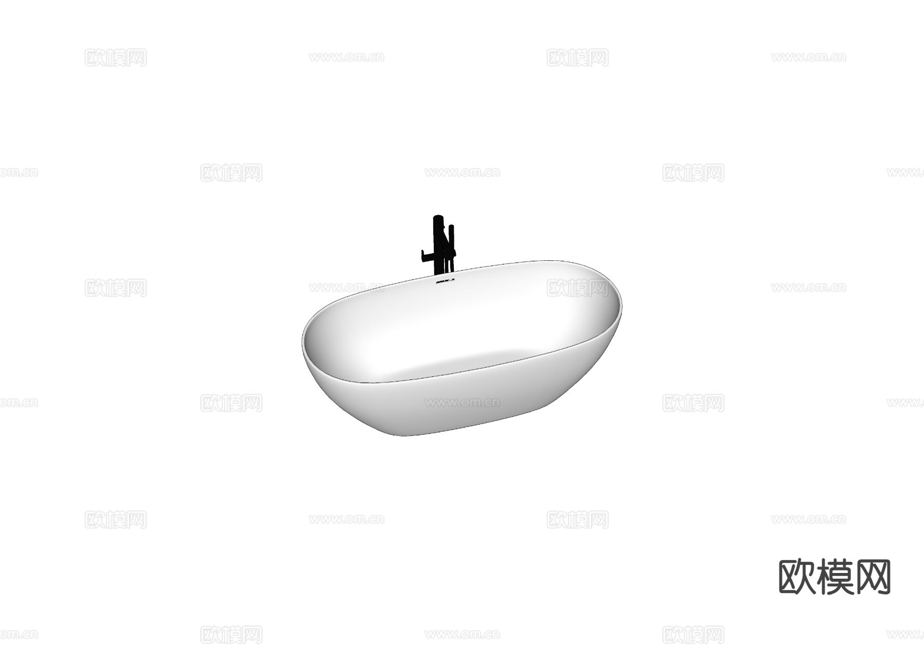 独立浴缸 浴盆su模型下载（渲染图1）