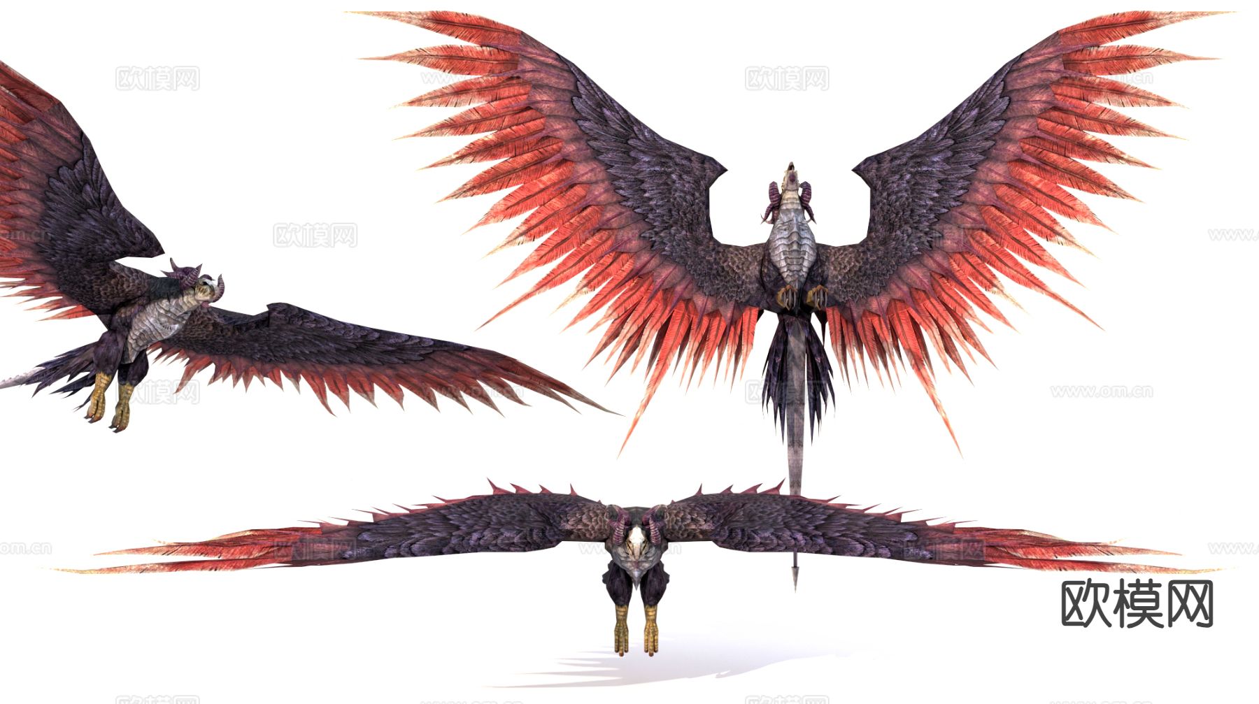 飞行魔兽 鸟兽 玩具手办su模型下载（渲染图2）