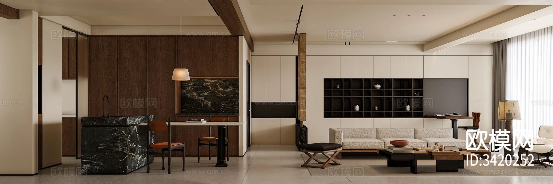 中古风客餐厅效果图下载（渲染图2）