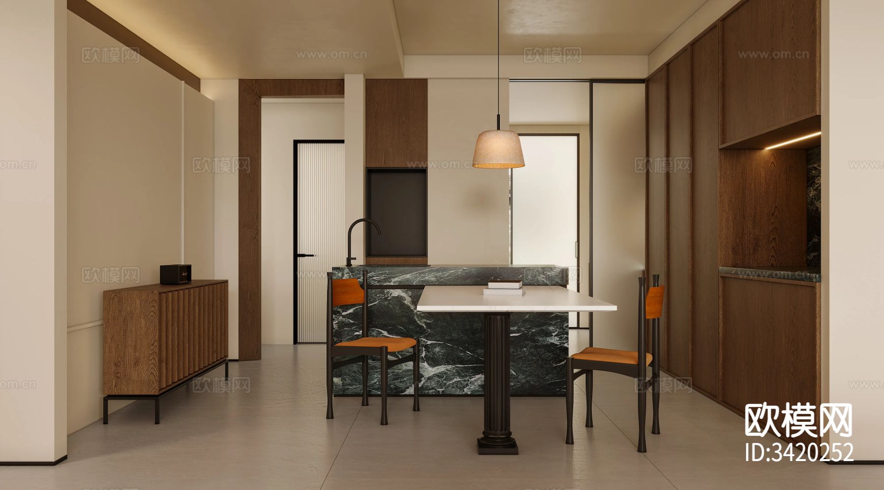 中古风客餐厅效果图下载（渲染图5）