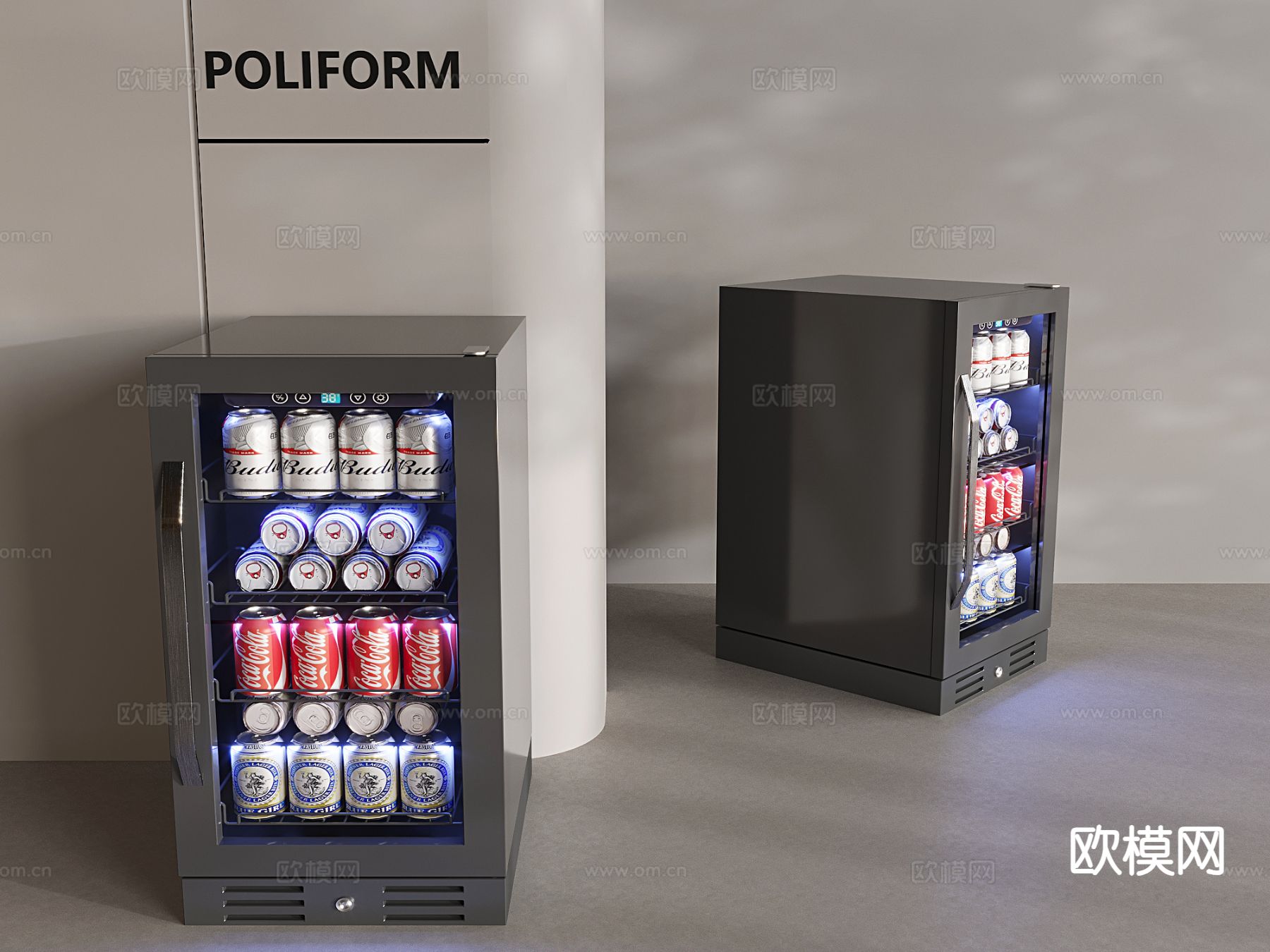 迷你冰箱 饮料柜 冷藏柜su模型下载（渲染图2）