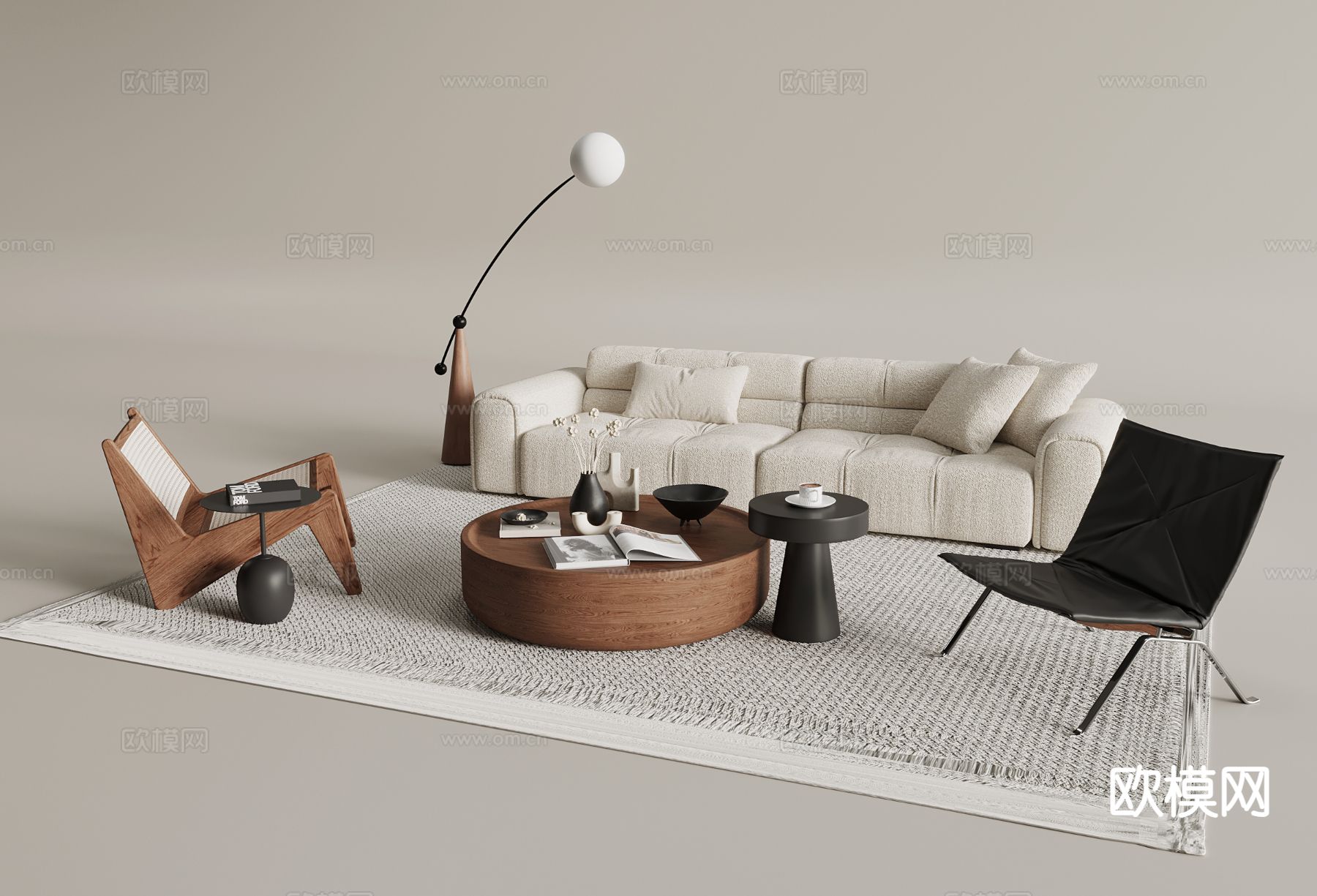 中古风组合沙发3d模型下载