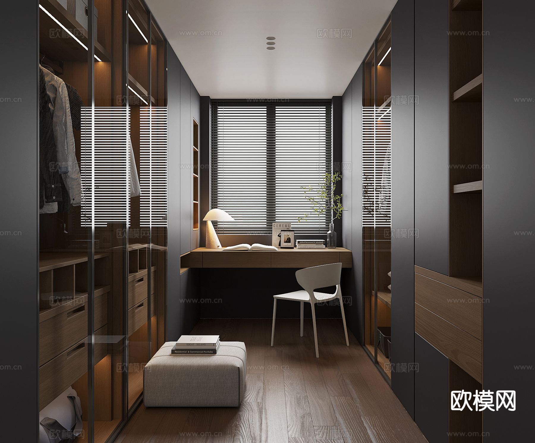 暗黑风衣帽间su模型下载（渲染图2）