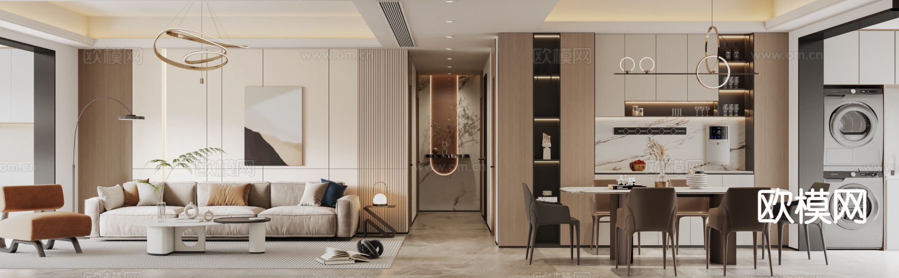 现代简约客餐厅su模型下载