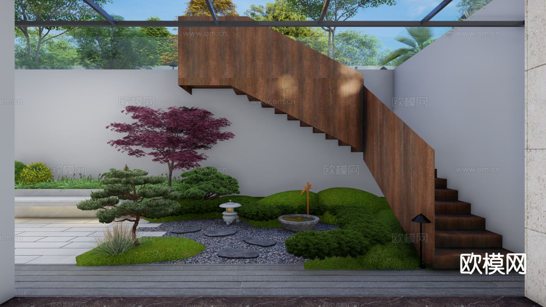 禅意庭院 花园su模型下载（渲染图2）