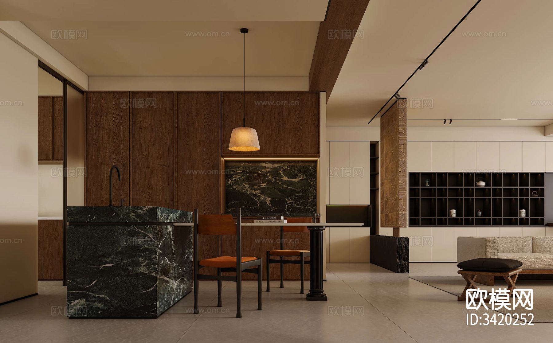 中古风客餐厅效果图下载（渲染图4）