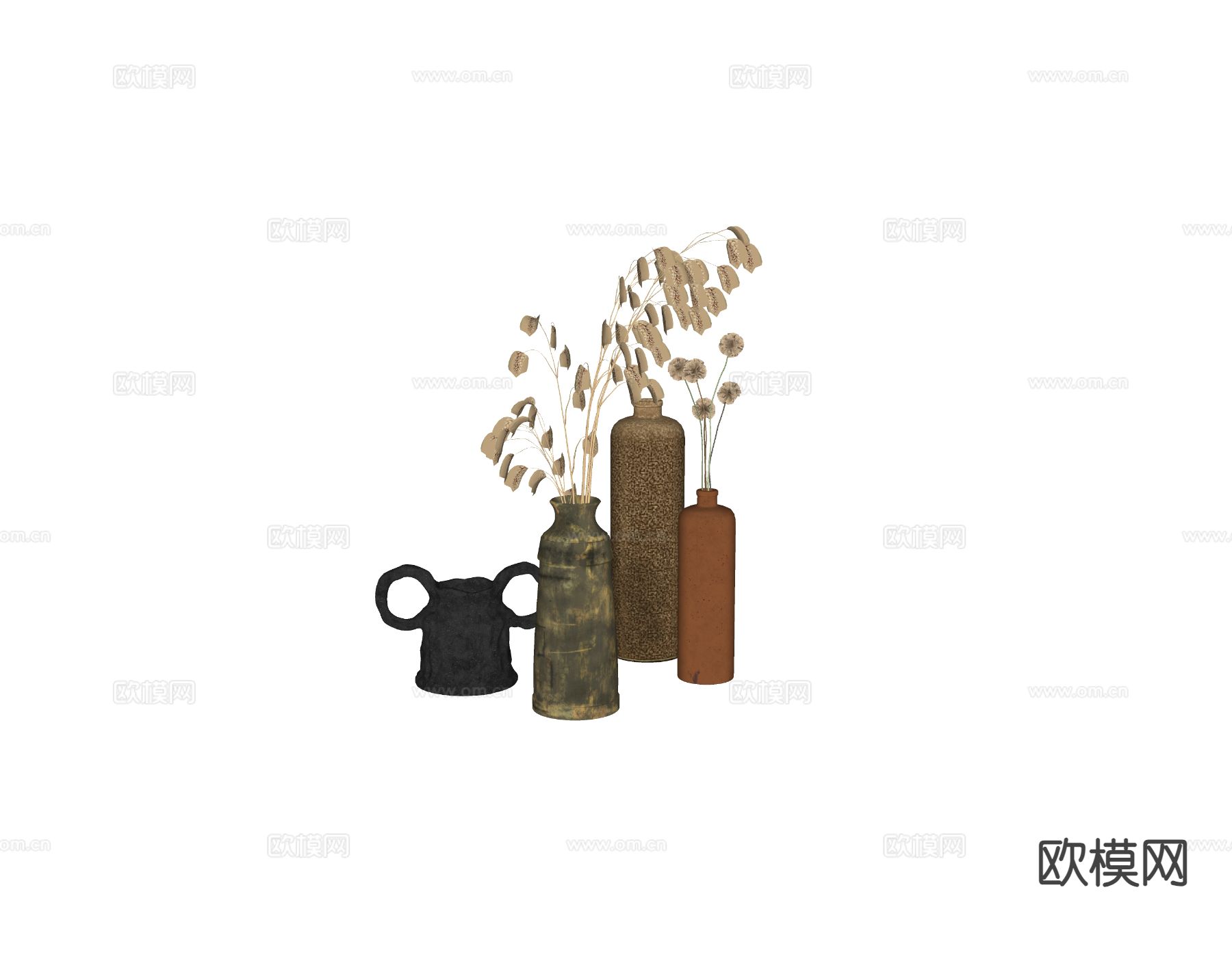 现代花瓶 花艺 干花 插花su模型下载（渲染图1）