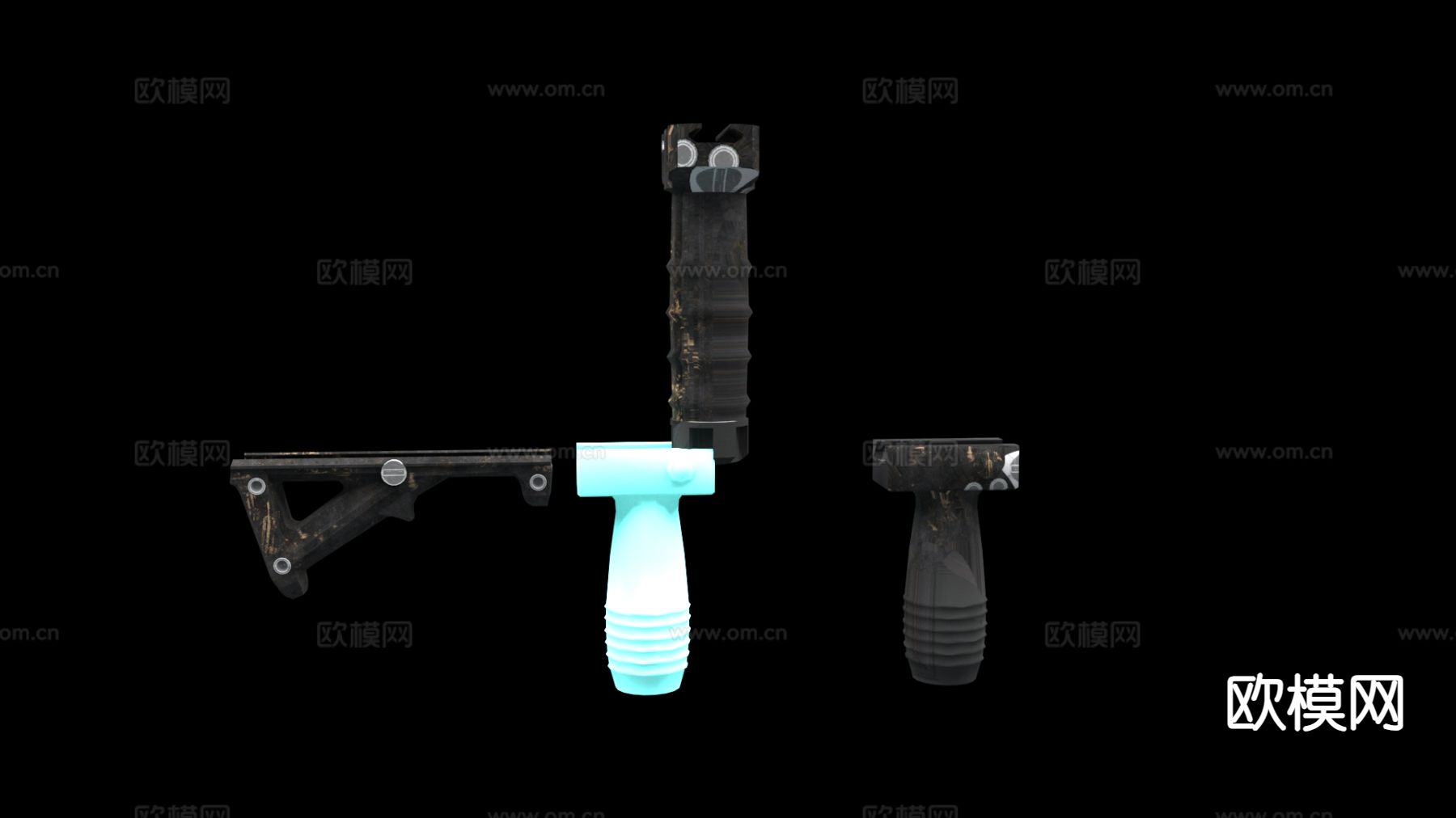 武器设备 枪托 弹匣su模型下载（渲染图2）