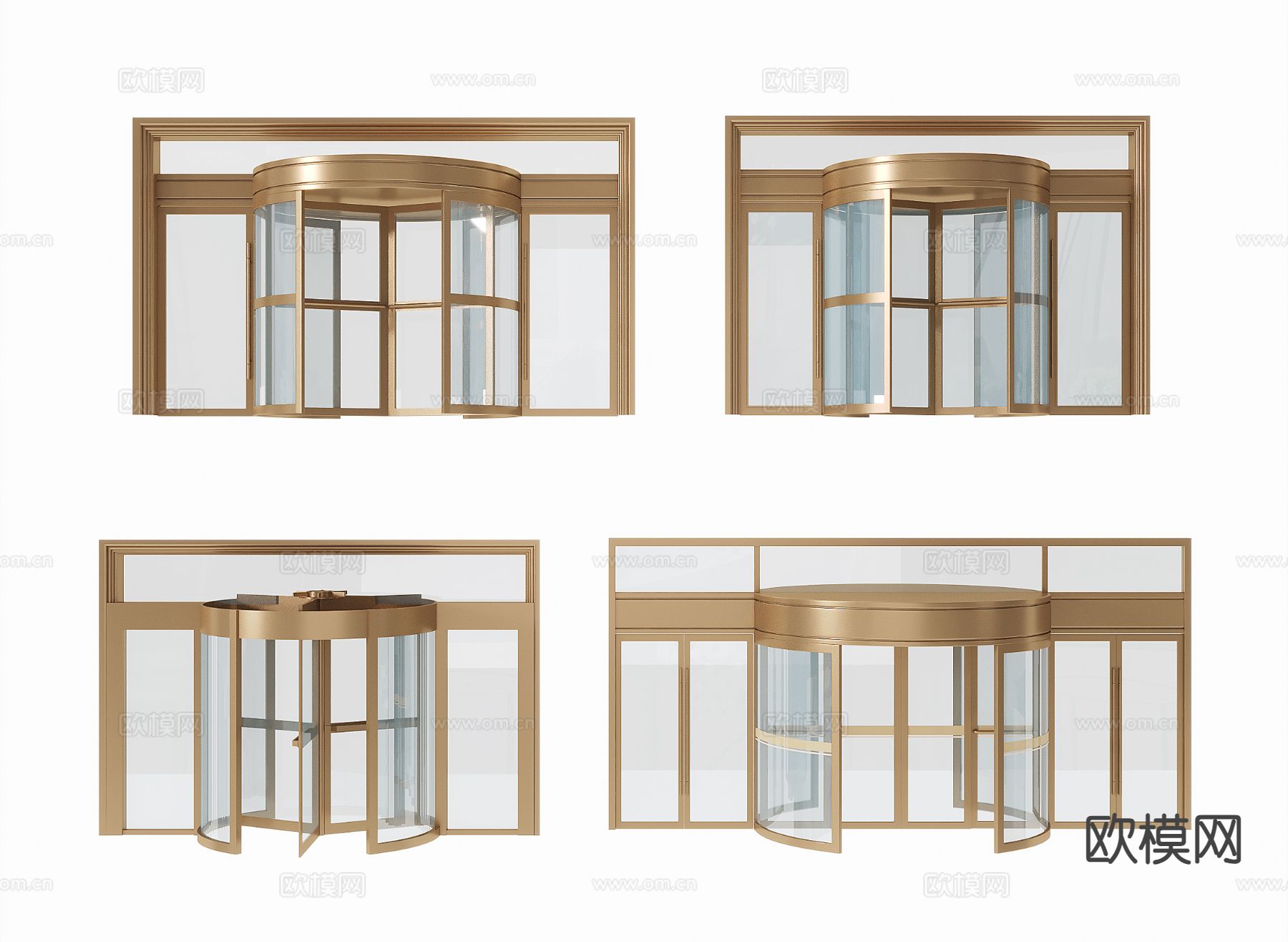 现代酒店旋转门 感应门自动门3d模型