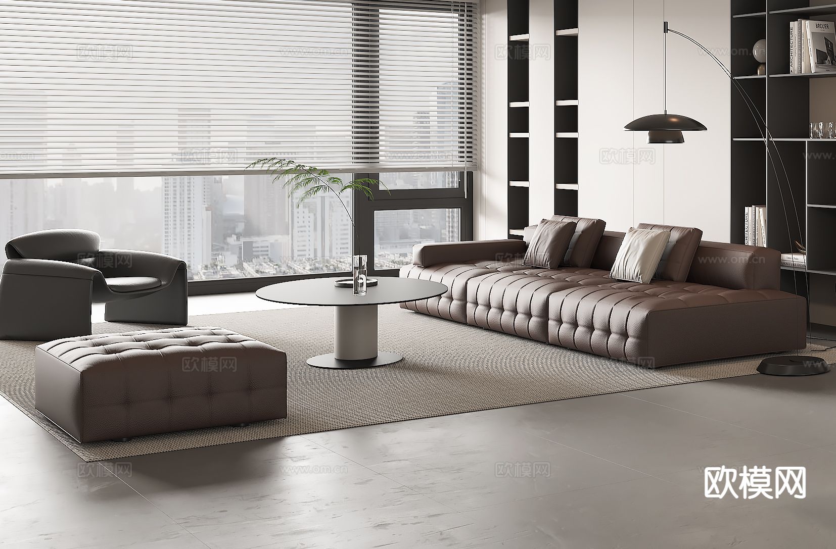 现代客餐厅3d模型下载（渲染图3）