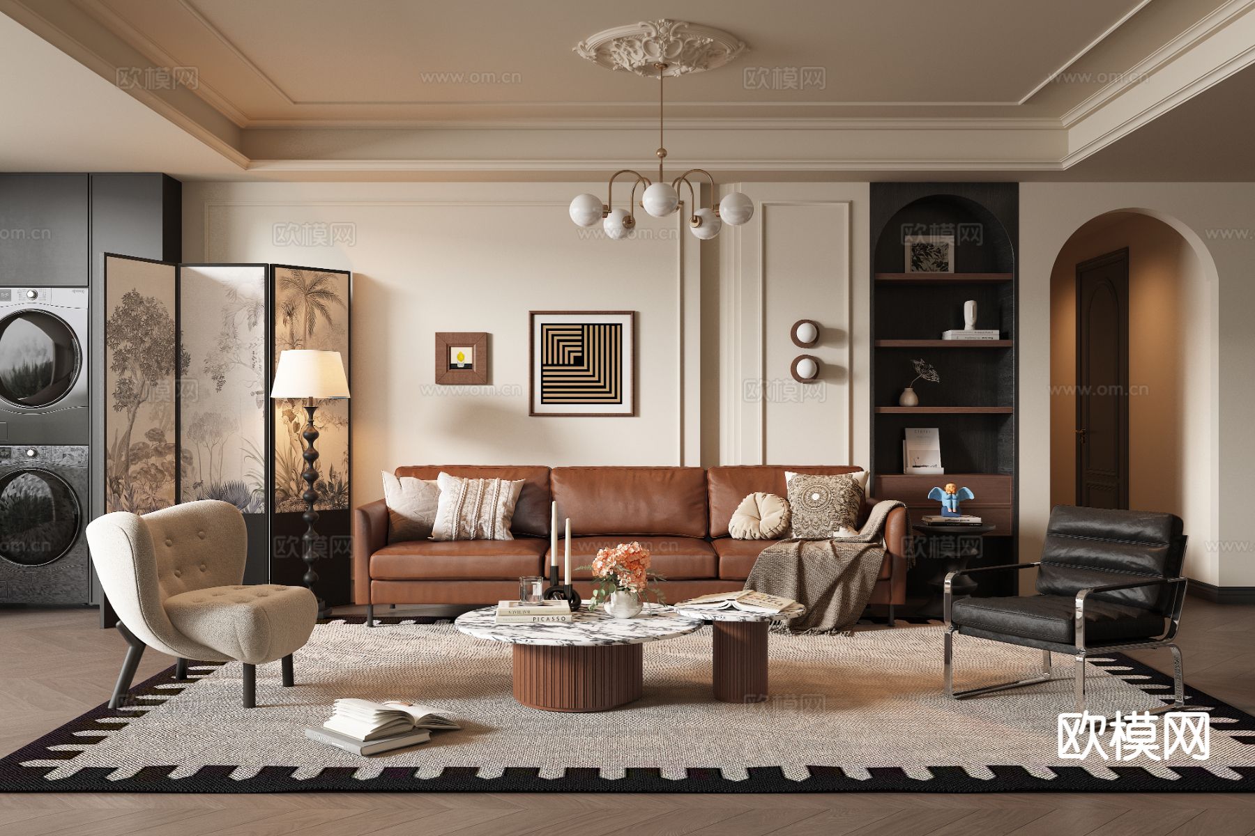 中古风客厅3d模型下载