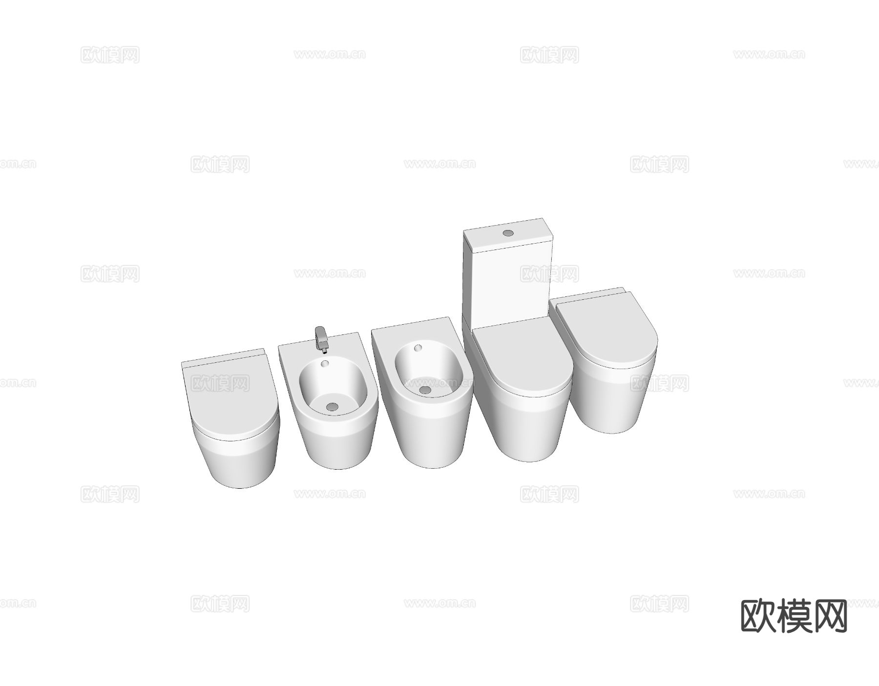 智能马桶 坐便器 墩布池su模型下载（渲染图1）