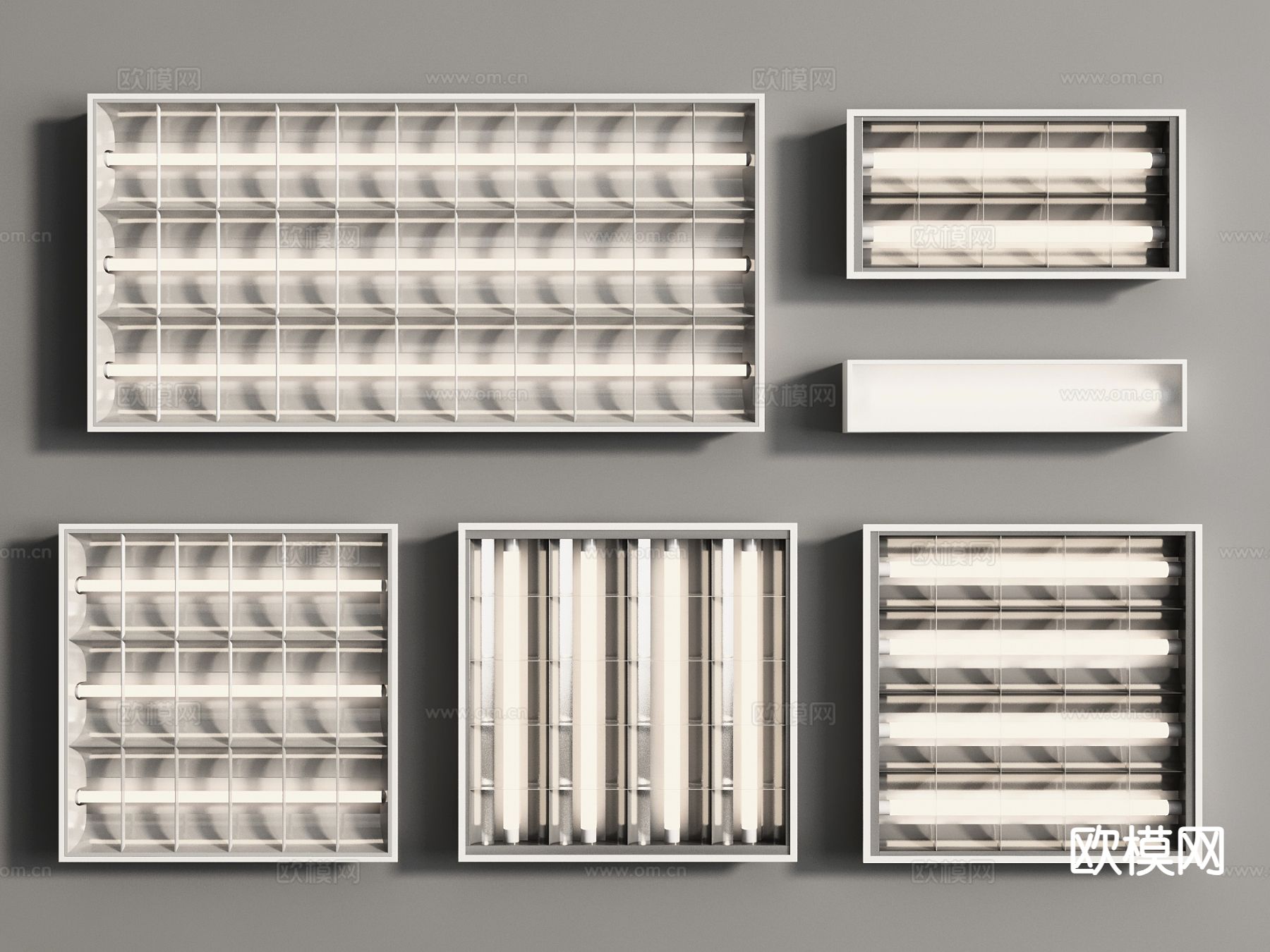 现代格栅灯 面板灯3d模型