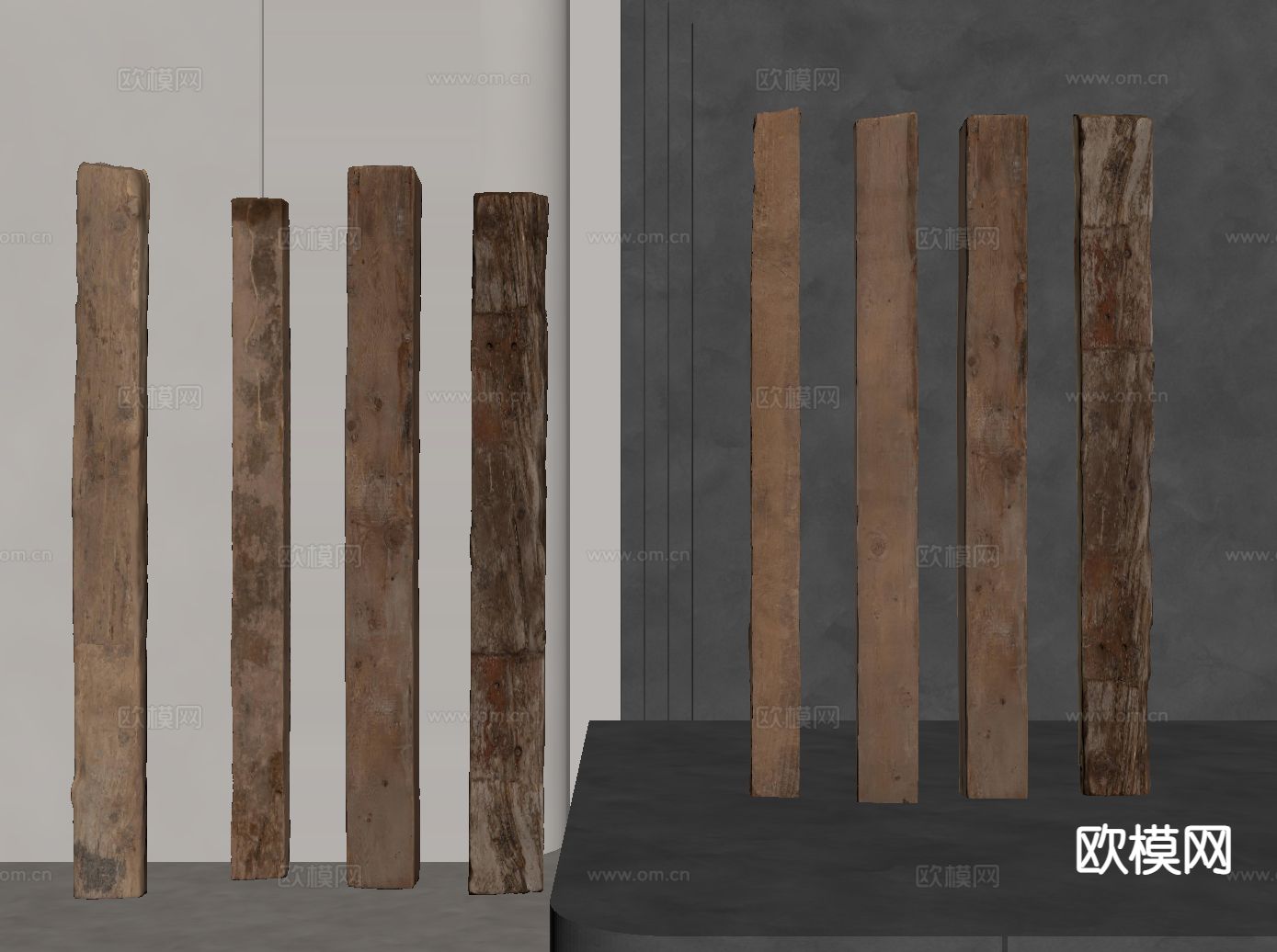 现代老木头柱子su模型下载（渲染图1）