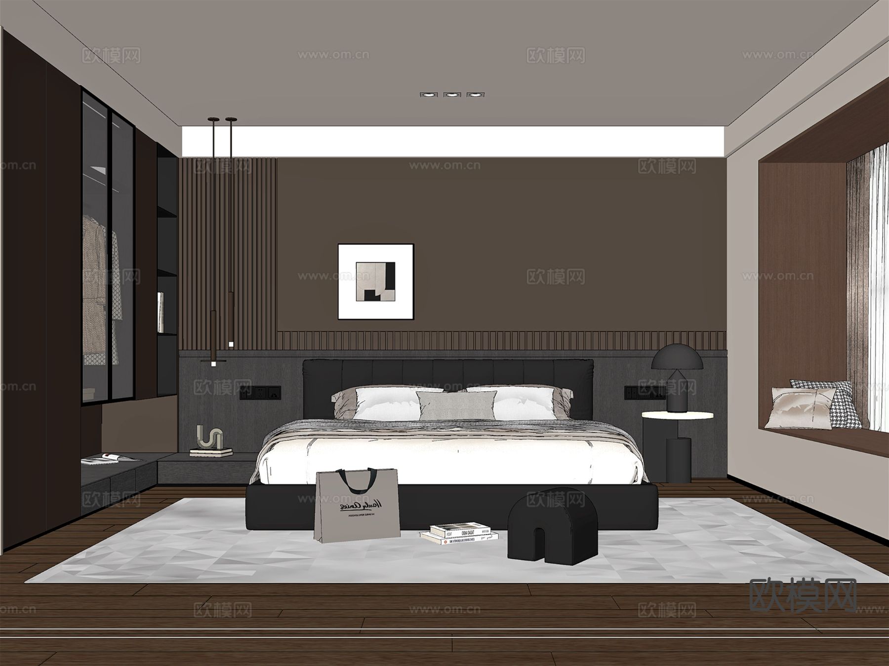意式卧室 主卧su模型下载（渲染图1）