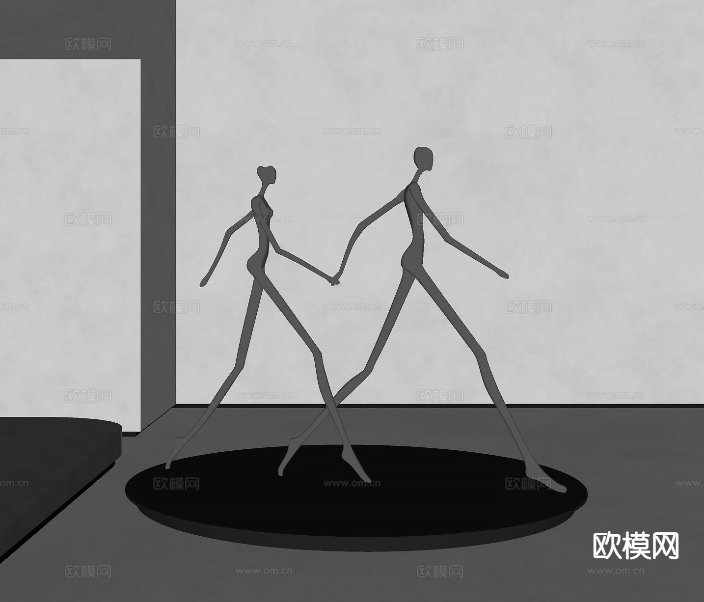 现代人形雕塑su模型