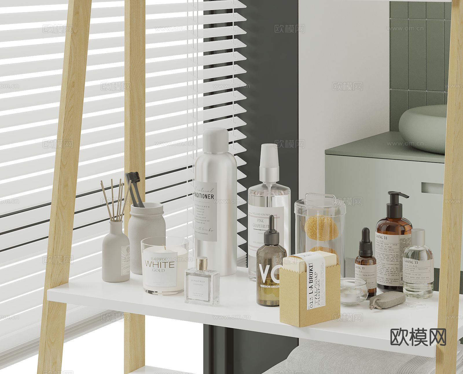 洗浴用品 洗发水 香皂 香薰 牙刷su模型下载（渲染图2）