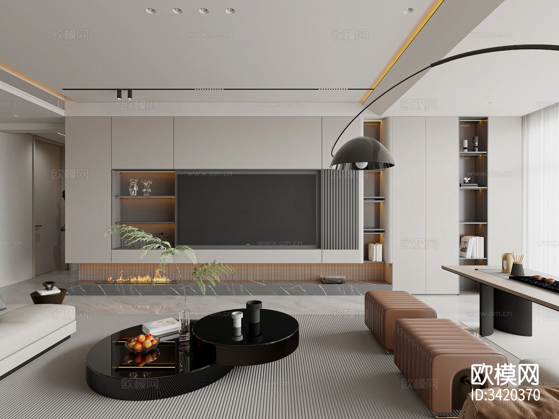 现代简约客餐厅装修效果图下载（渲染图3）