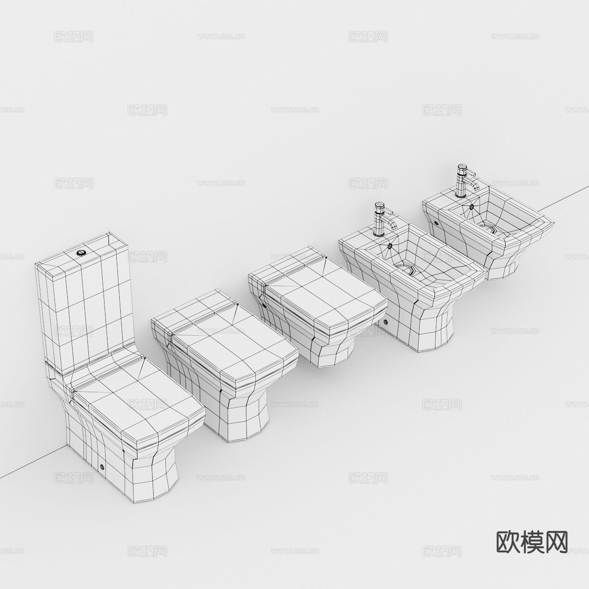 现代马桶 坐便器 拖把池3d模型