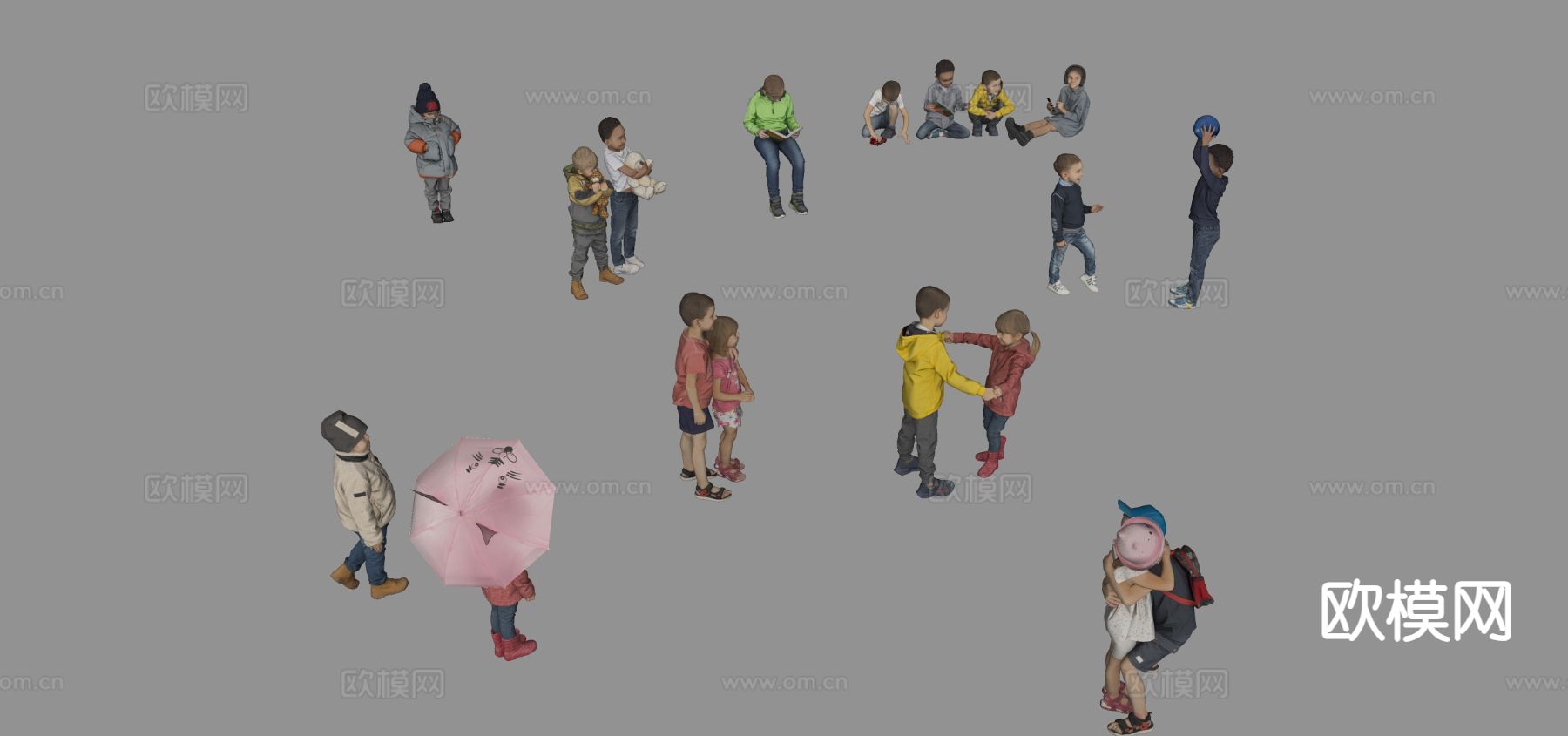 儿童 学生 小孩su模型下载（渲染图1）