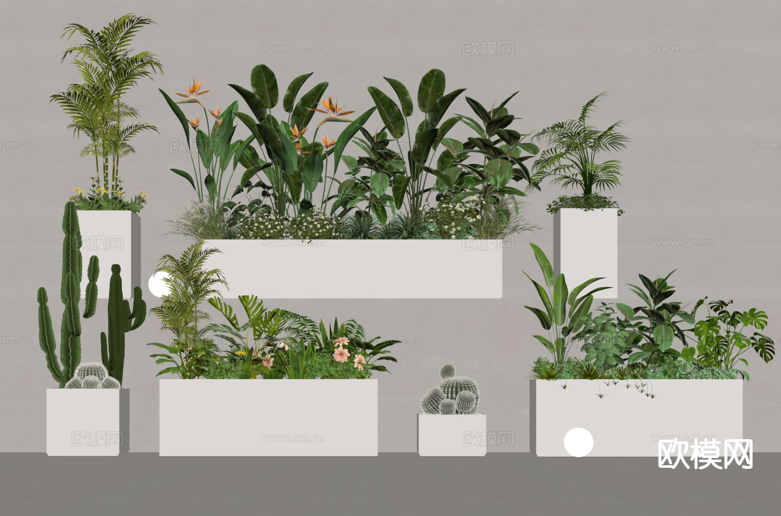 绿植花箱 盆栽 景观造景su模型下载（渲染图1）