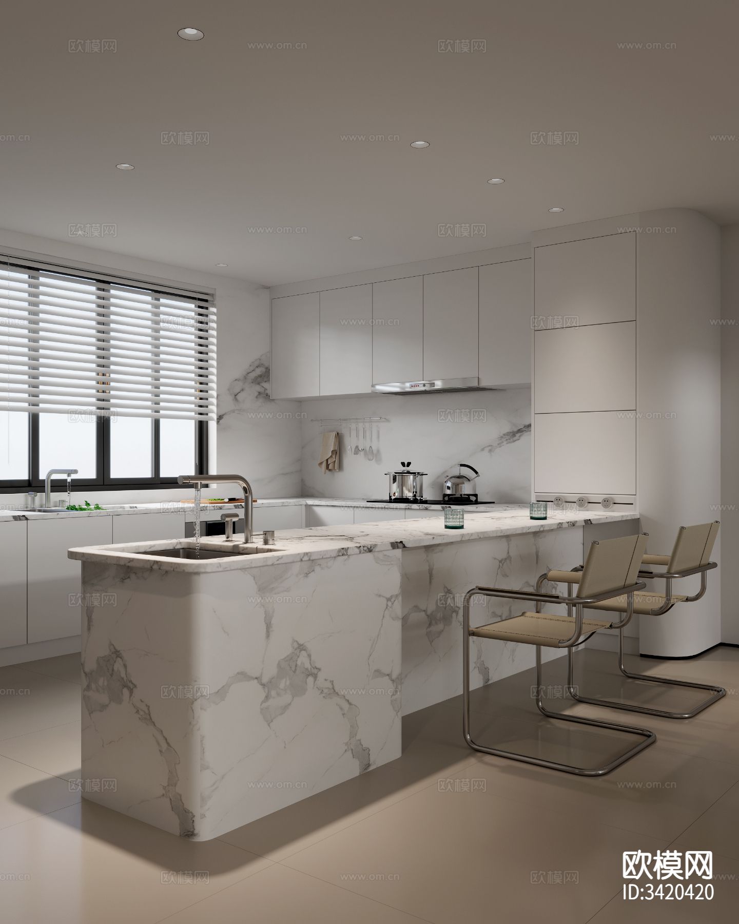 现代别墅客餐厅装修效果图下载（渲染图6）